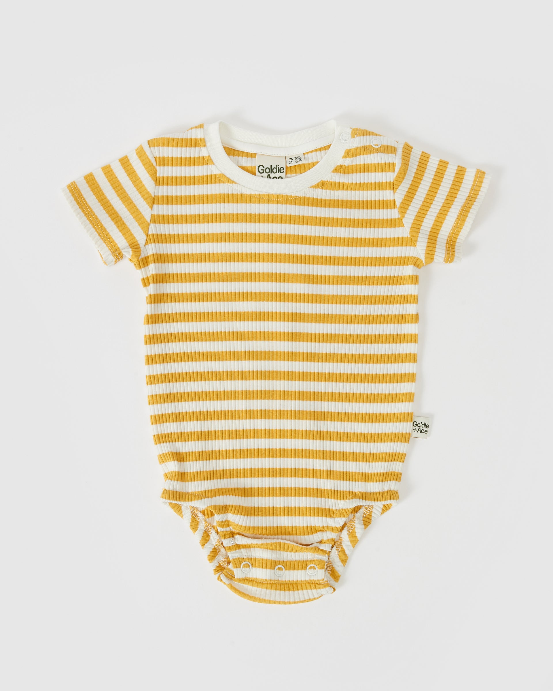 Max Short Sleeve Ribbed Stripe Romper Golden