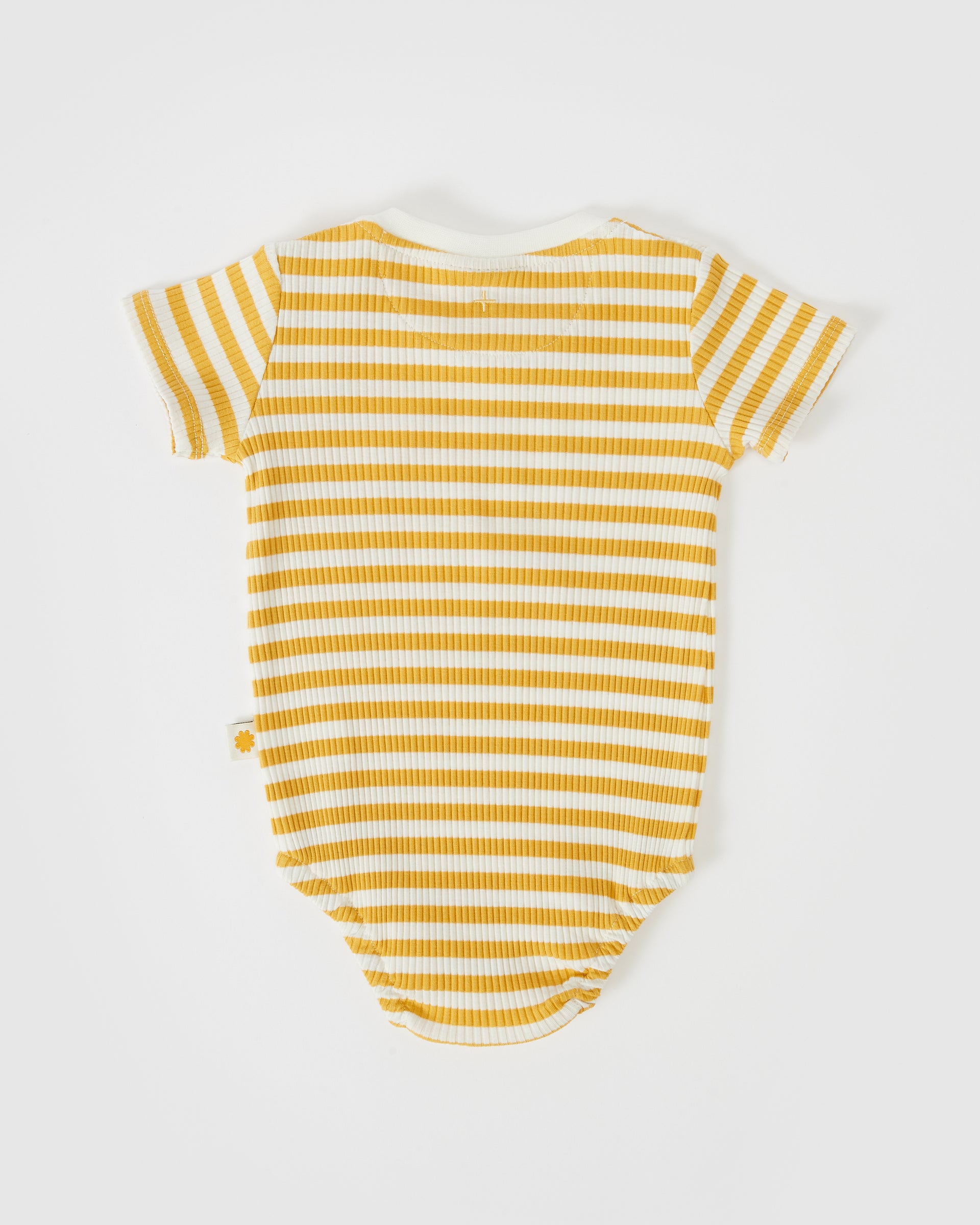 Max Short Sleeve Ribbed Stripe Romper Golden