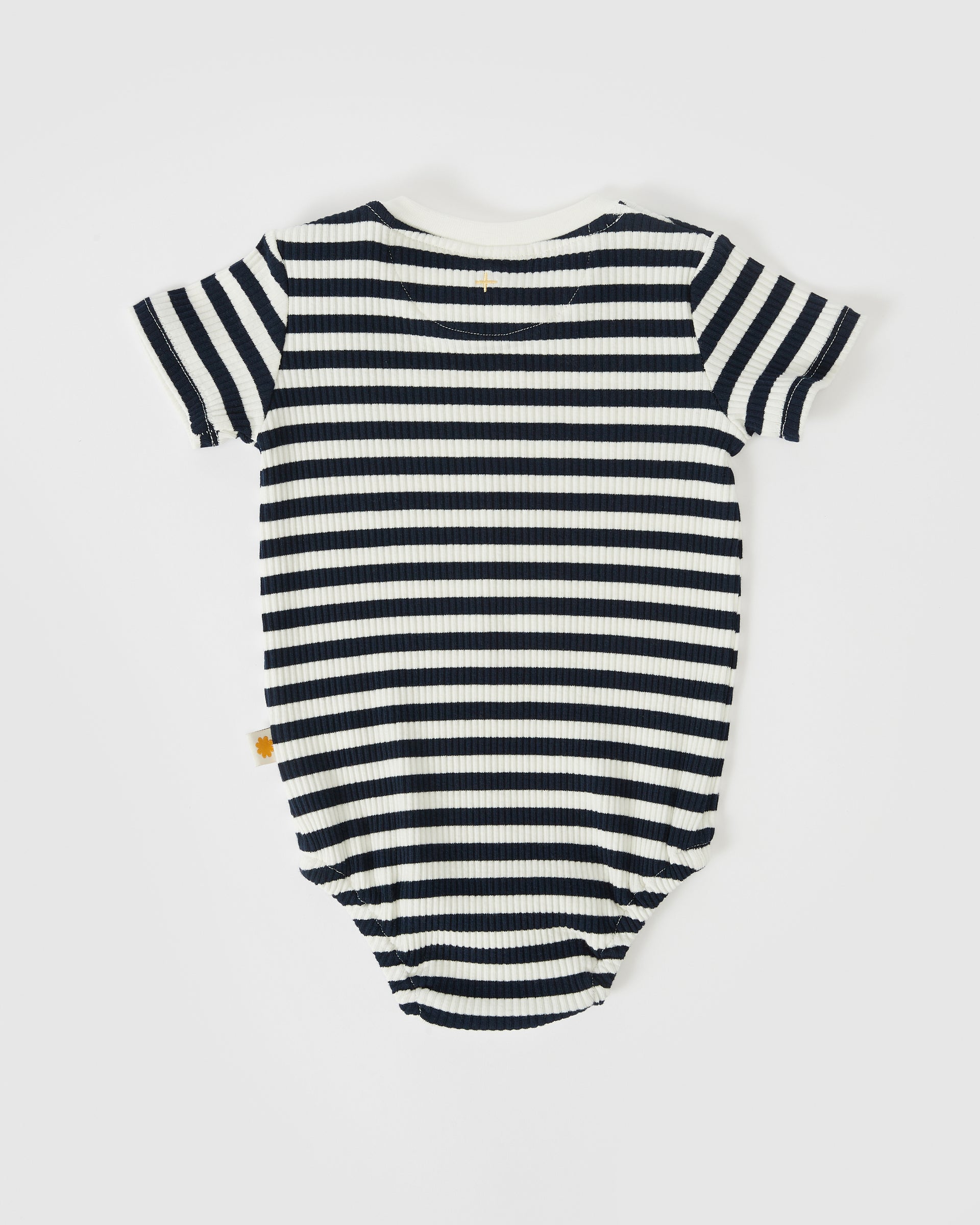 Max Short Sleeve Ribbed Stripe Romper Navy