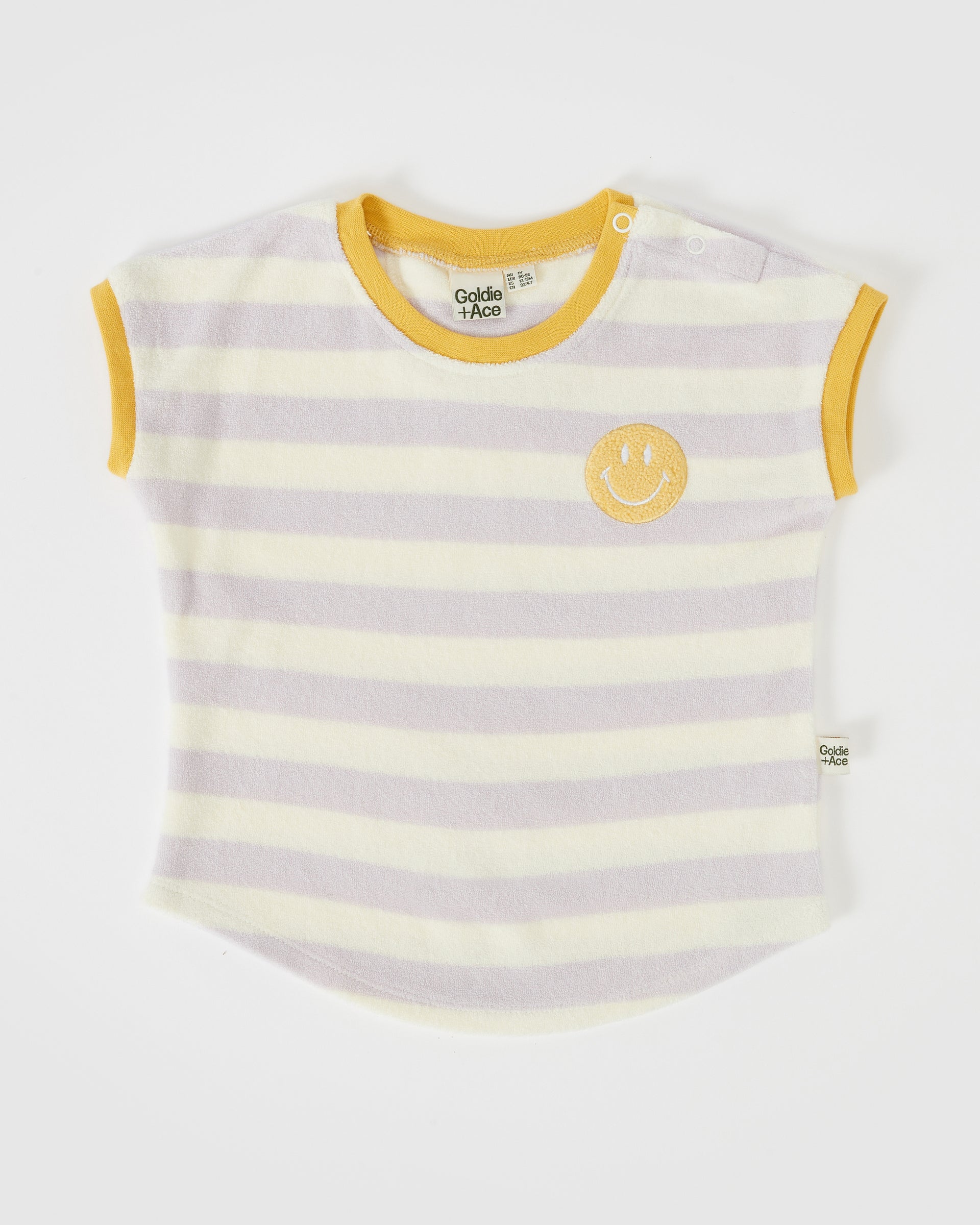 Smiley Terry Towelling Stripe Tee Lavender