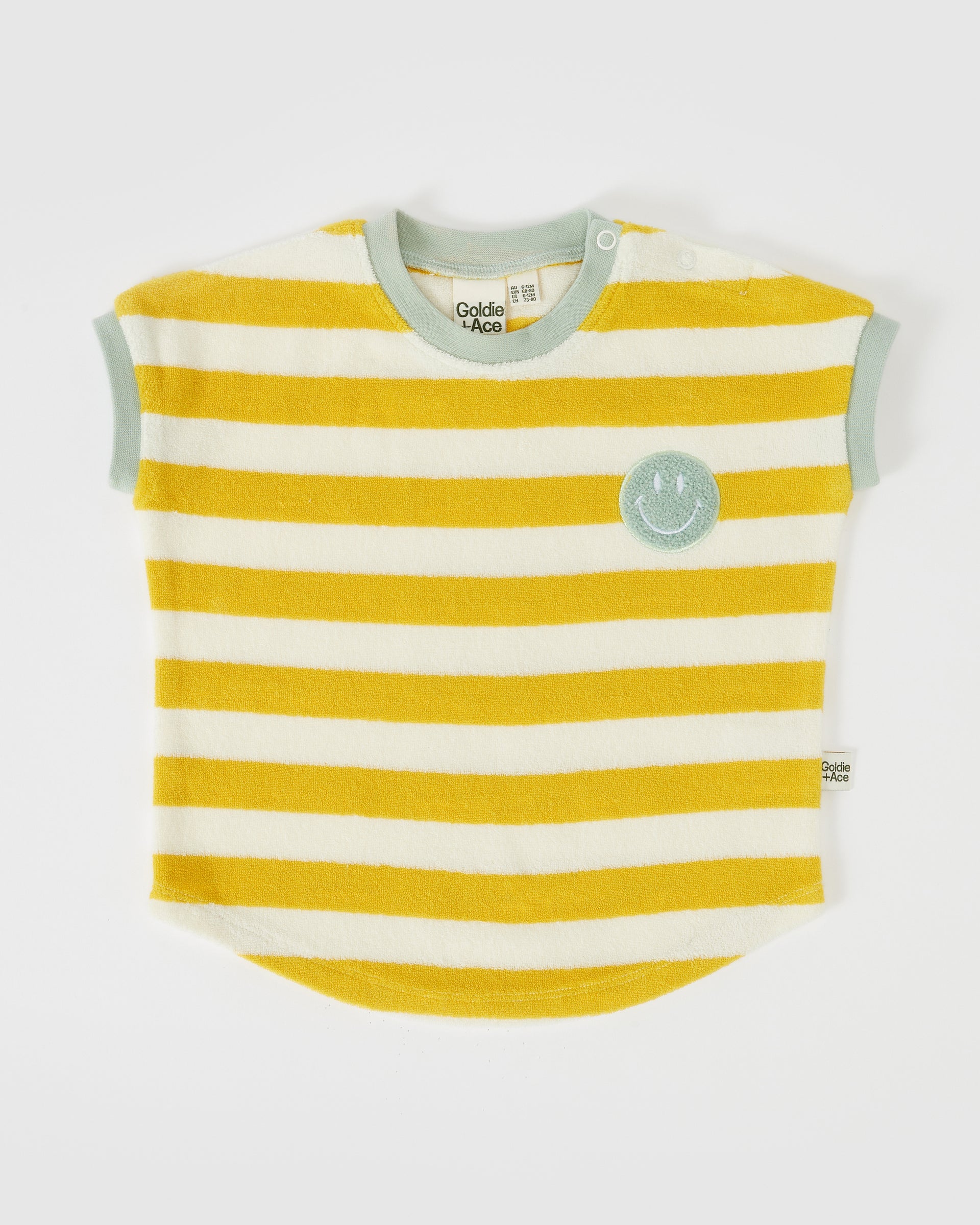 Smiley Terry Towelling Stripe Tee Yellow