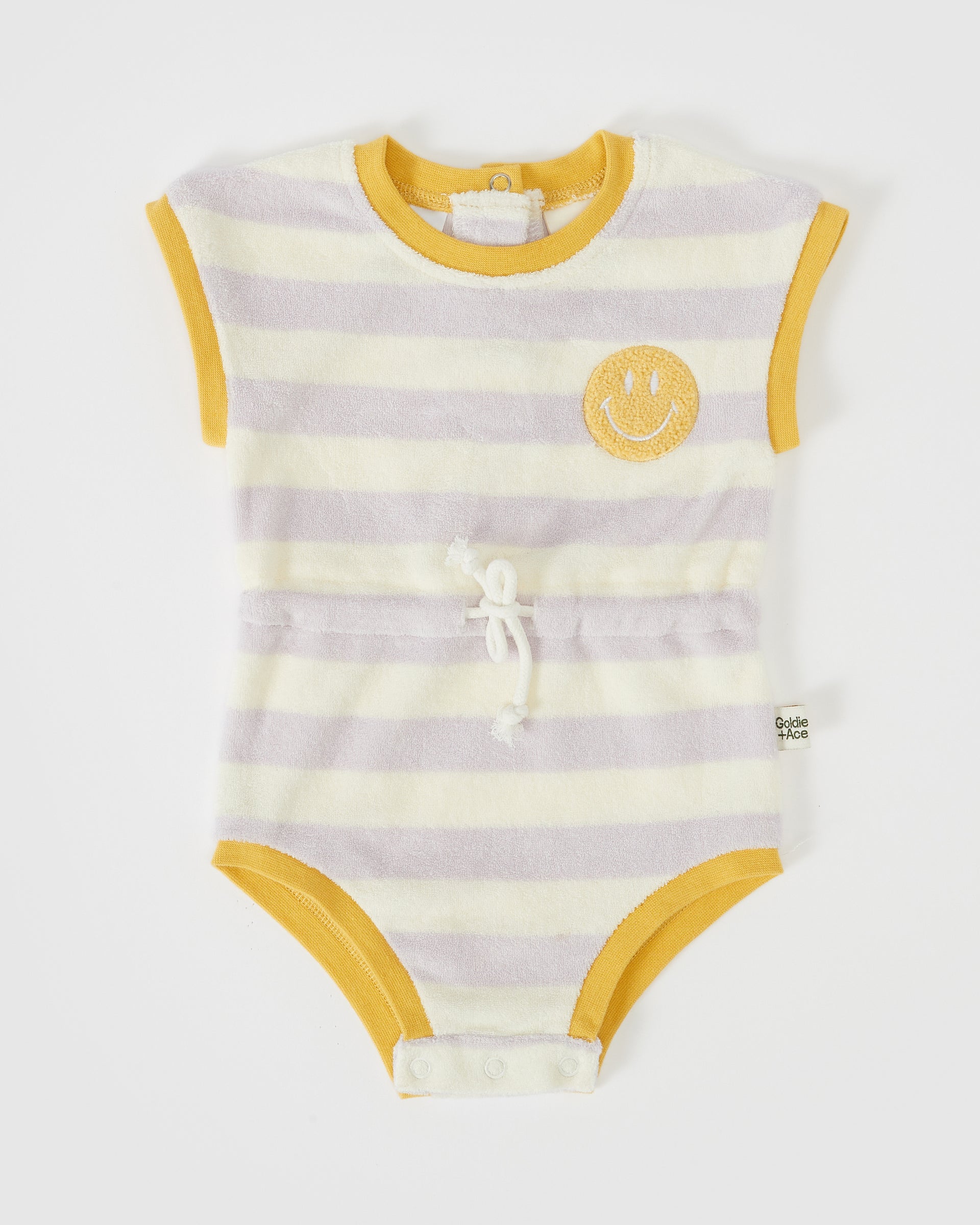 Smiley Terry Towelling Baby Romper Lavender