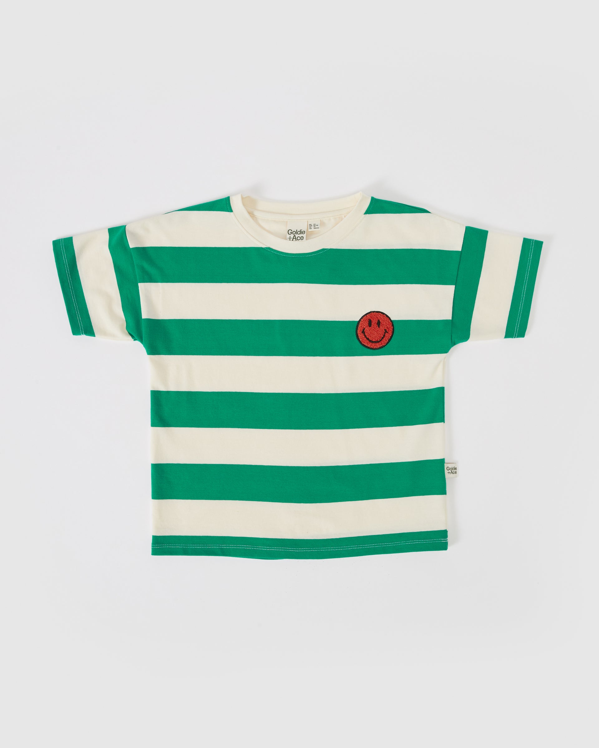 Smiley Stripe T-shirt Green Ivory