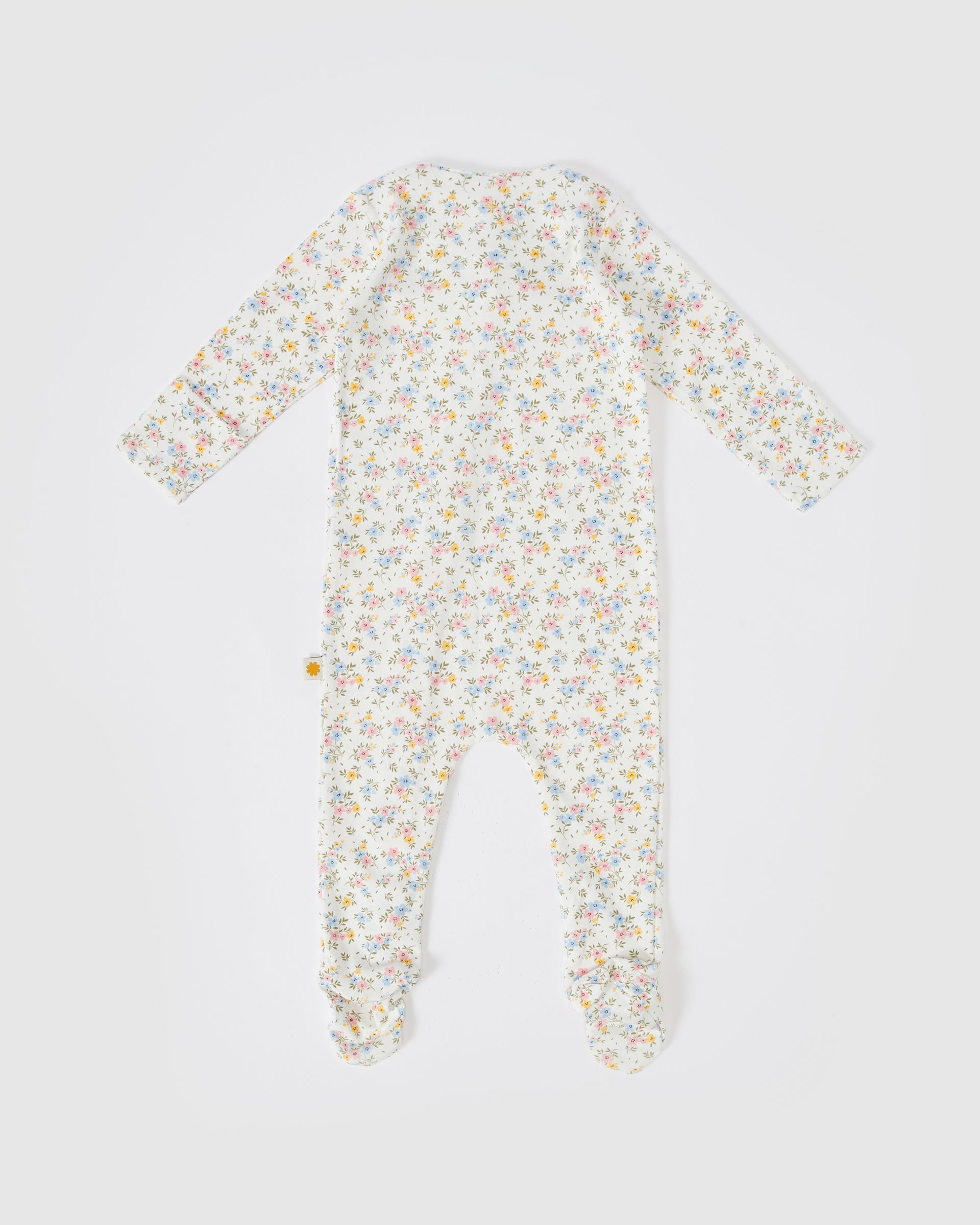 Ditzy Floral Footed Zipsuit Antique White