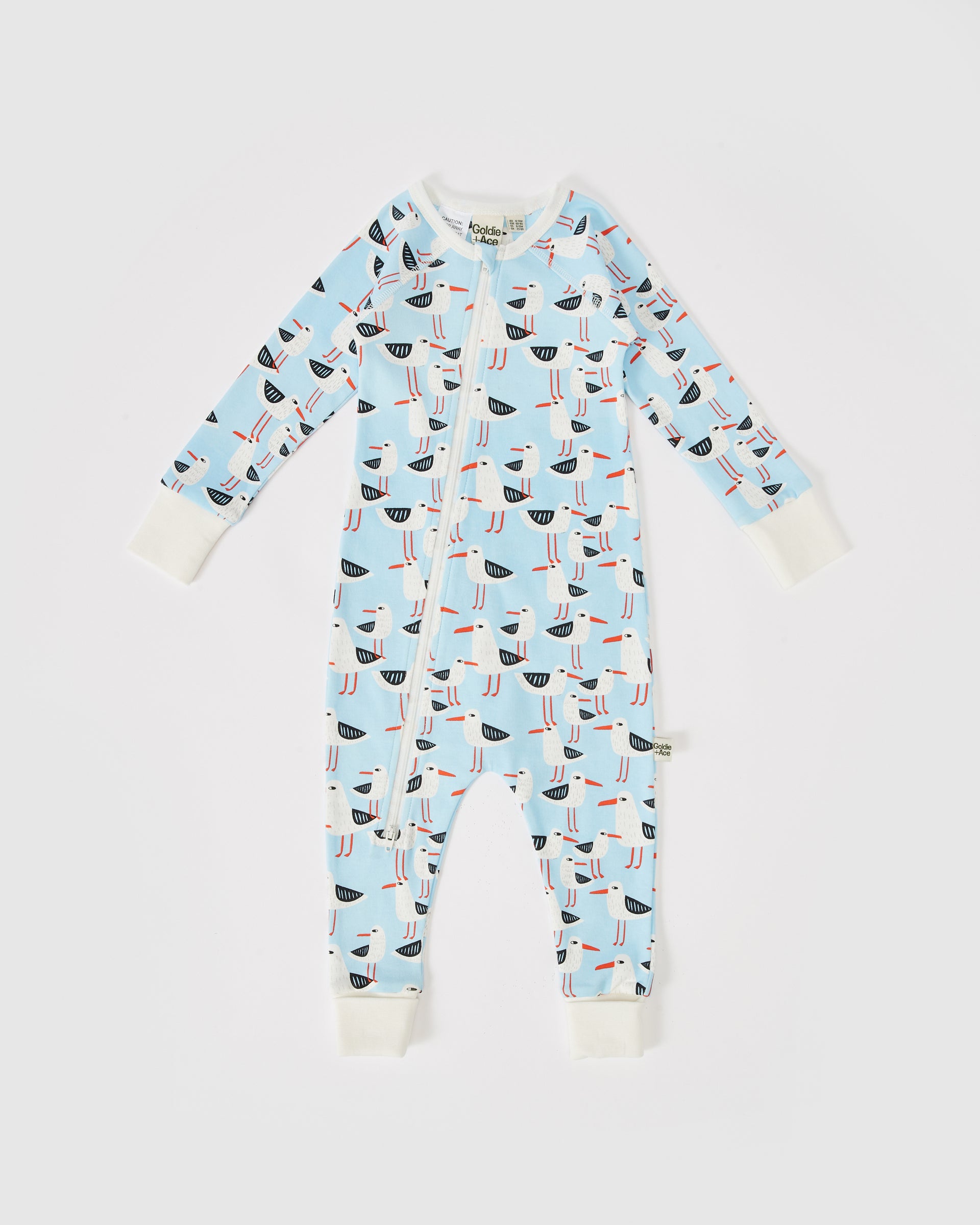 Seagulls Print Zipsuit Blue