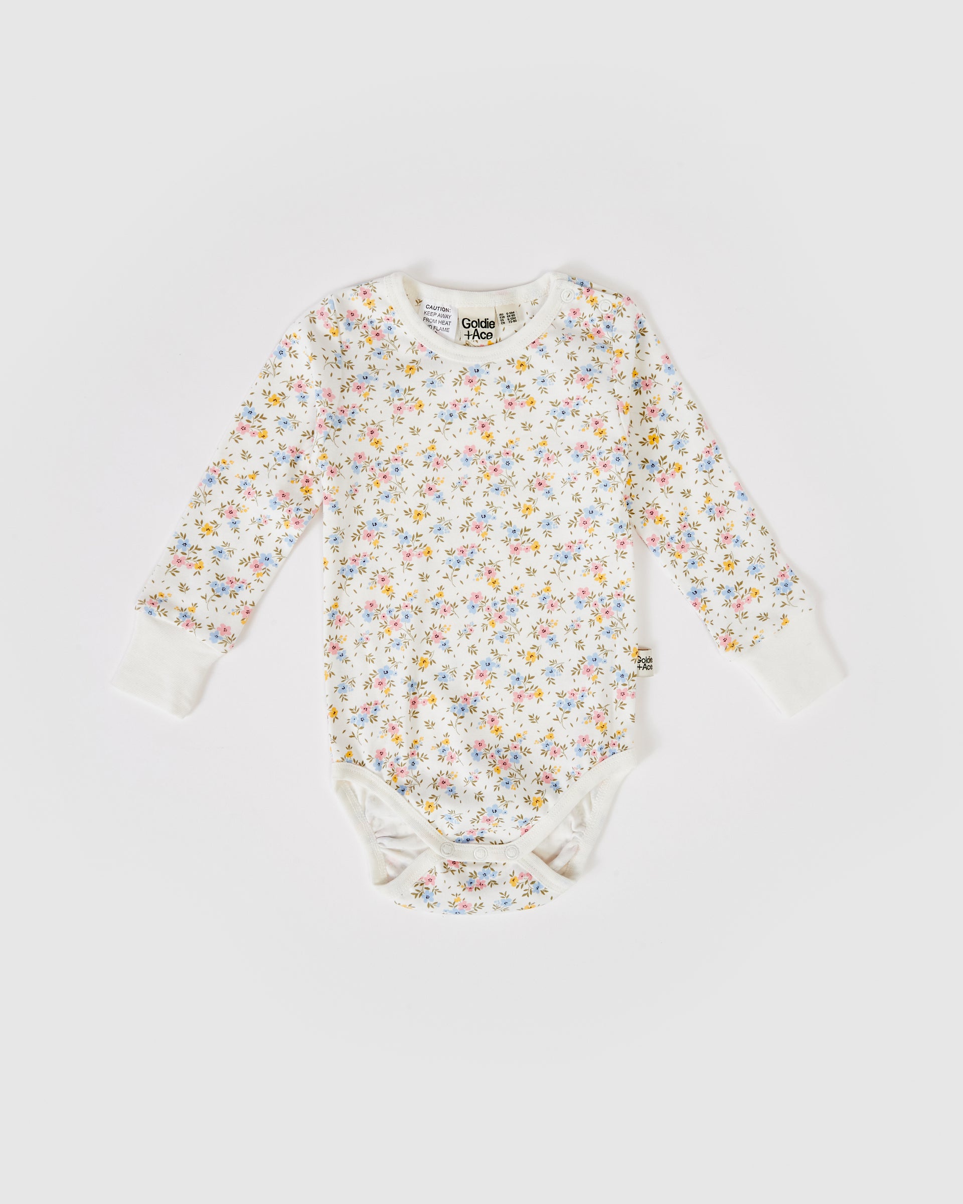 Ditzy Floral Long Sleeve Bodysuit Antique White