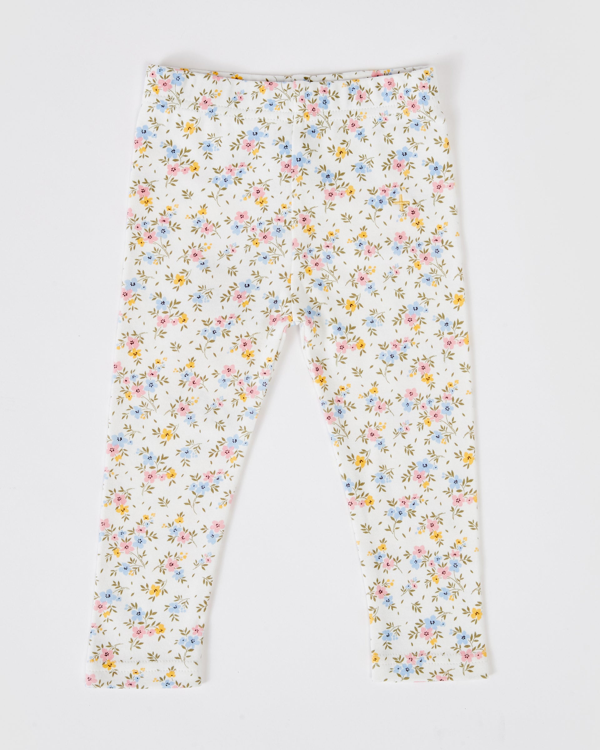 Ditzy Floral Print Leggings Antique White