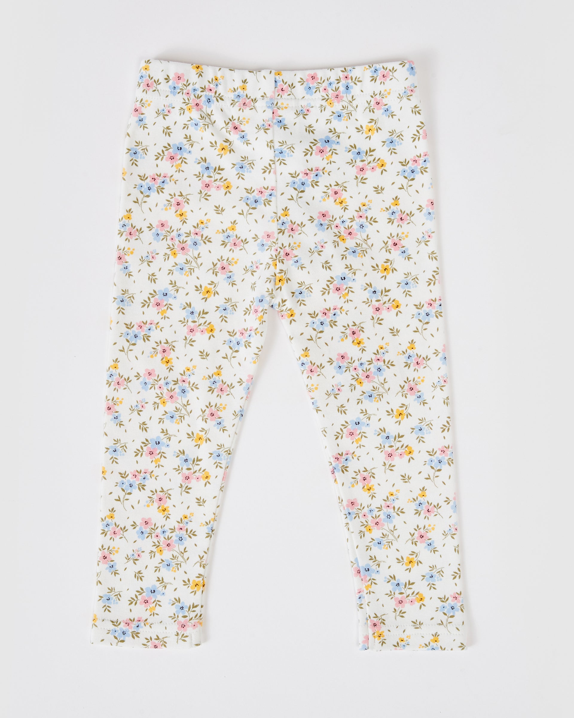 Ditzy Floral Print Leggings Antique White