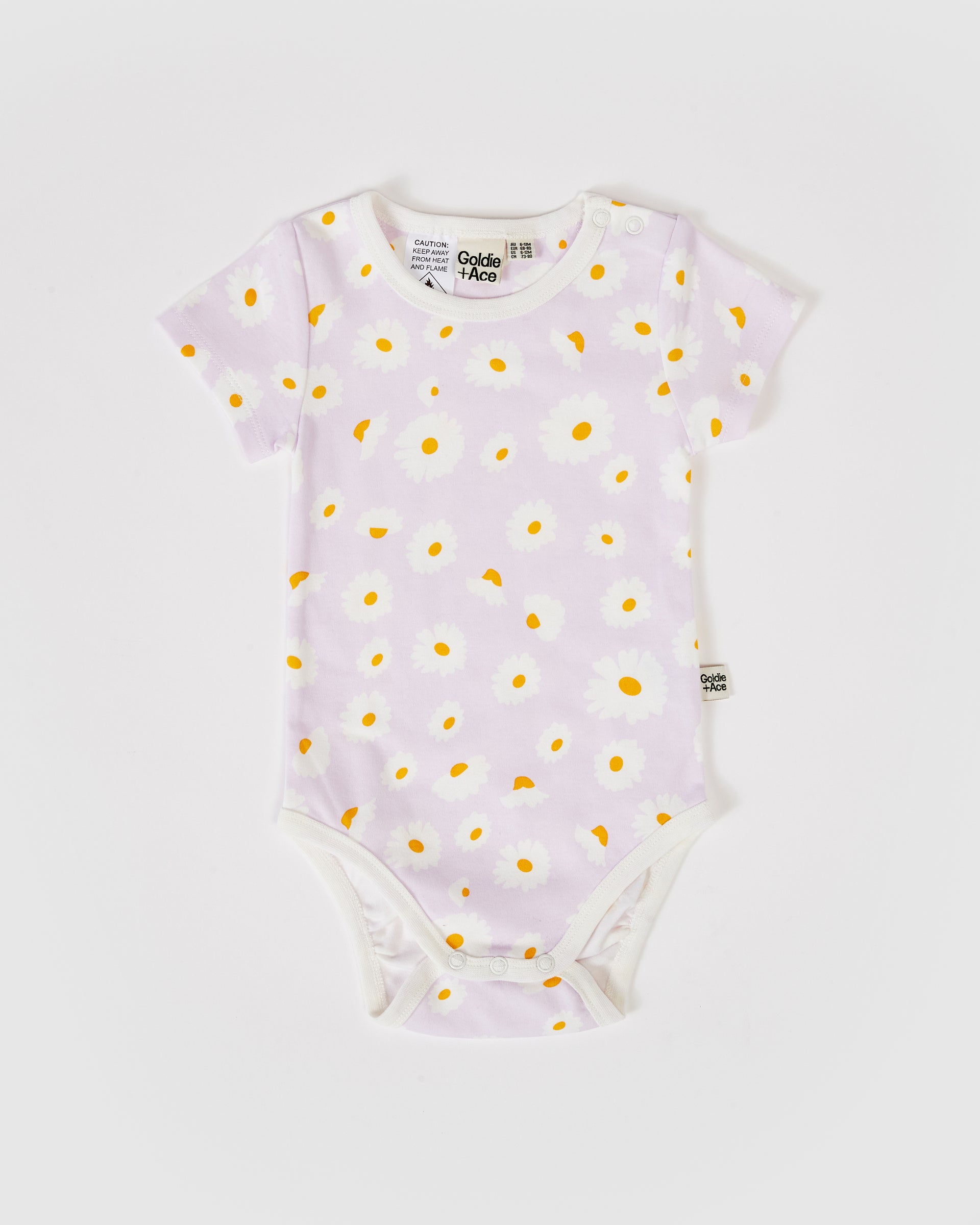 Dancing Daisy Print Short Sleeve Bodysuit Lavender