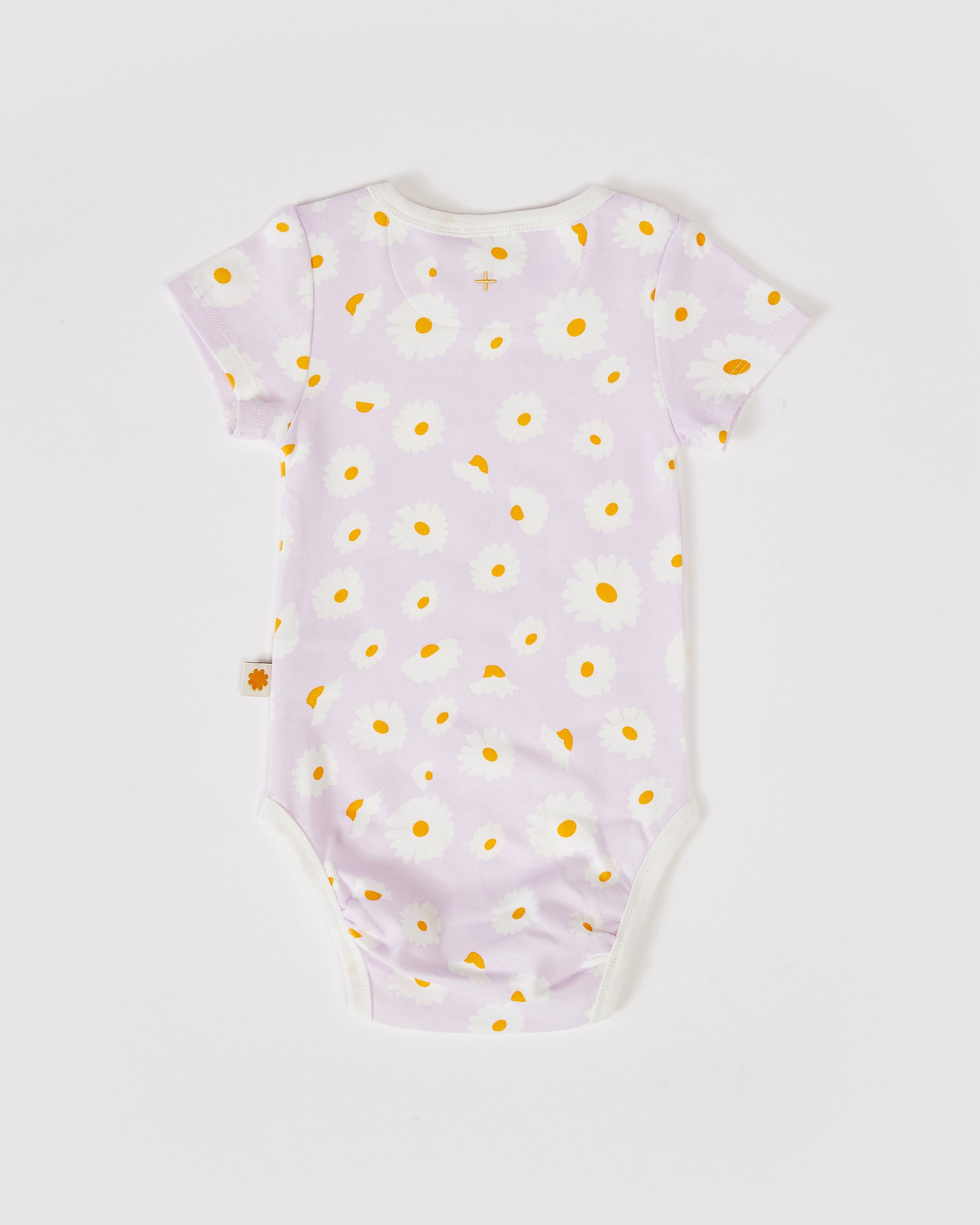Dancing Daisy Print Short Sleeve Bodysuit Lavender