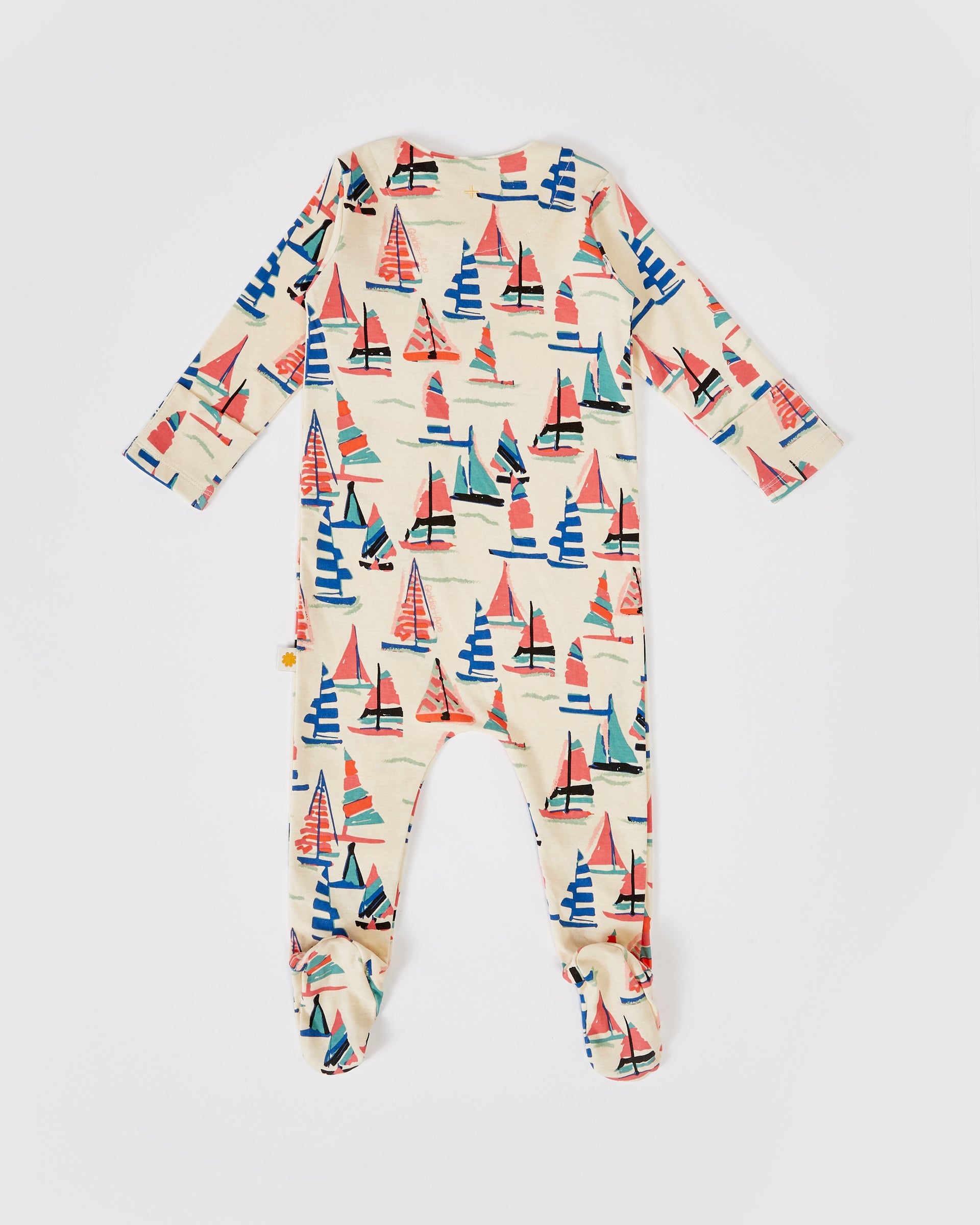 On The Bay Print Footed Zipsuit Vanilla