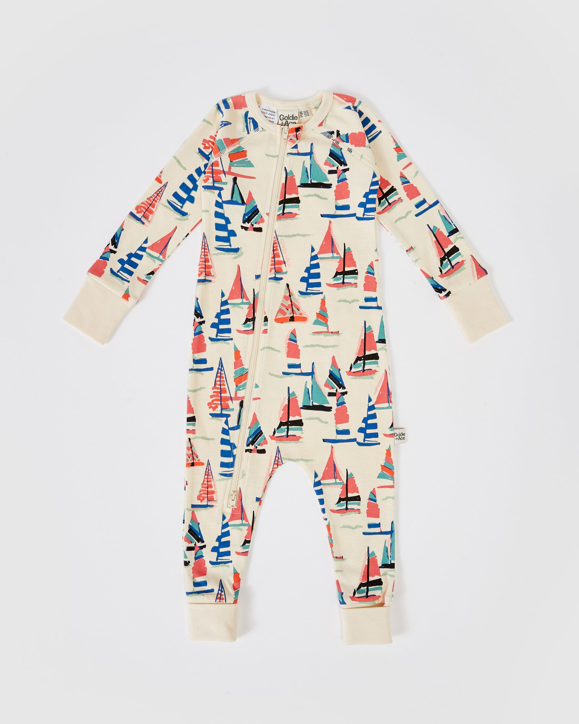 On The Bay Print Zipsuit Vanilla