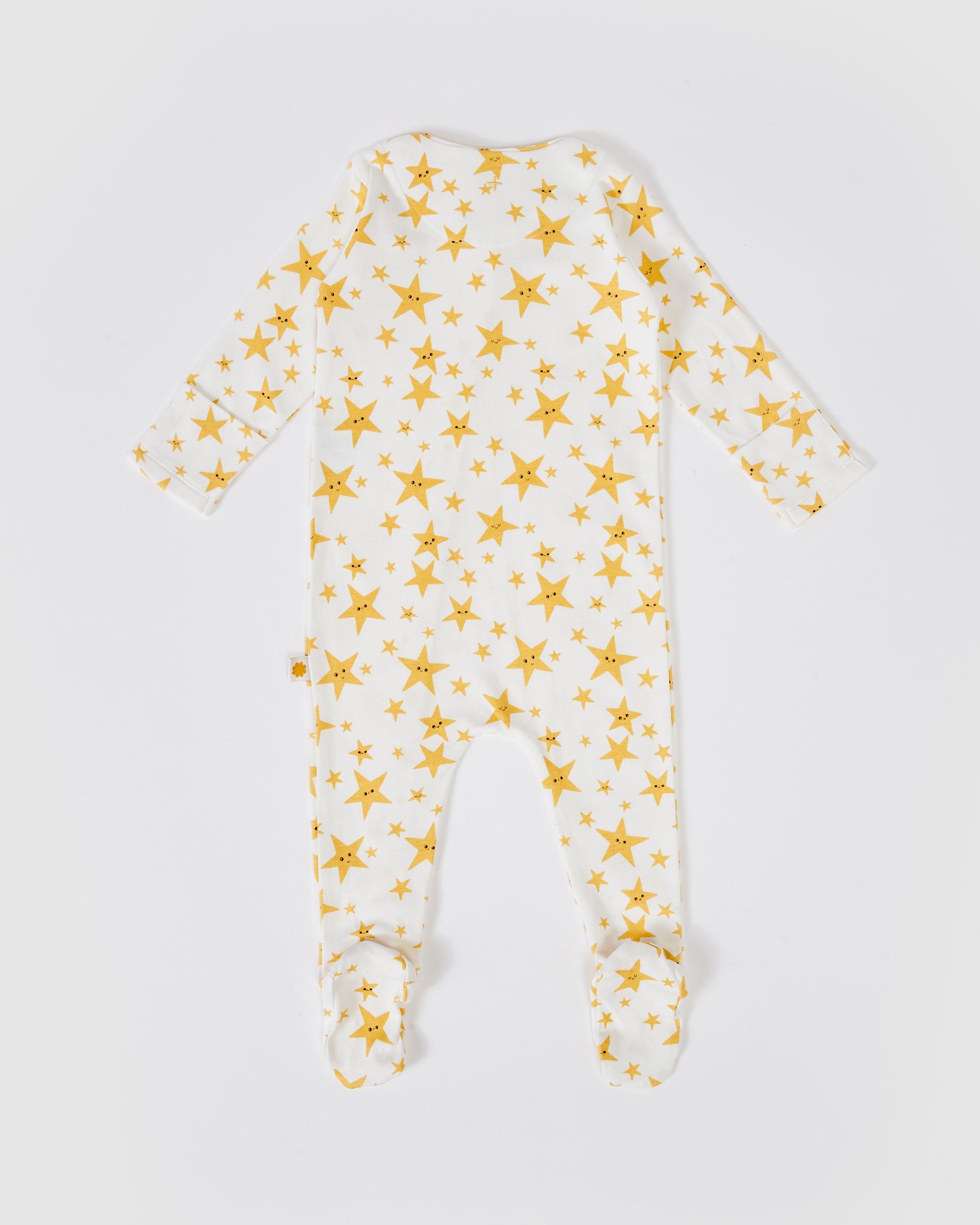 Oliver Star Print Footed Zipsuit White