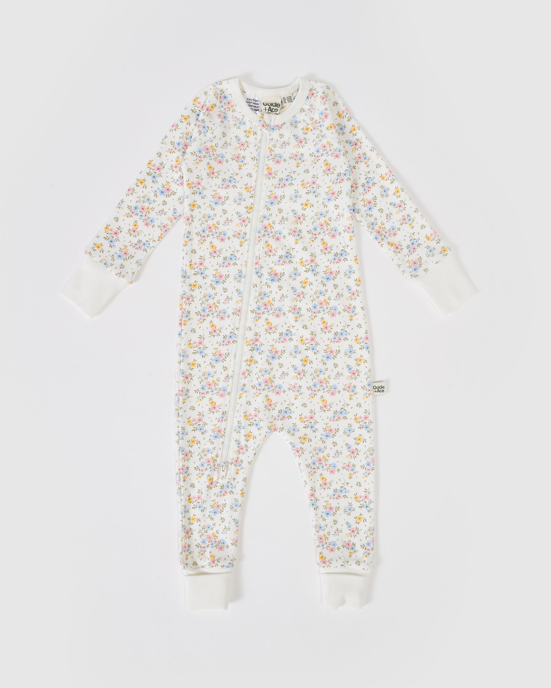 Ditzy Floral Print Zipsuit Antique White