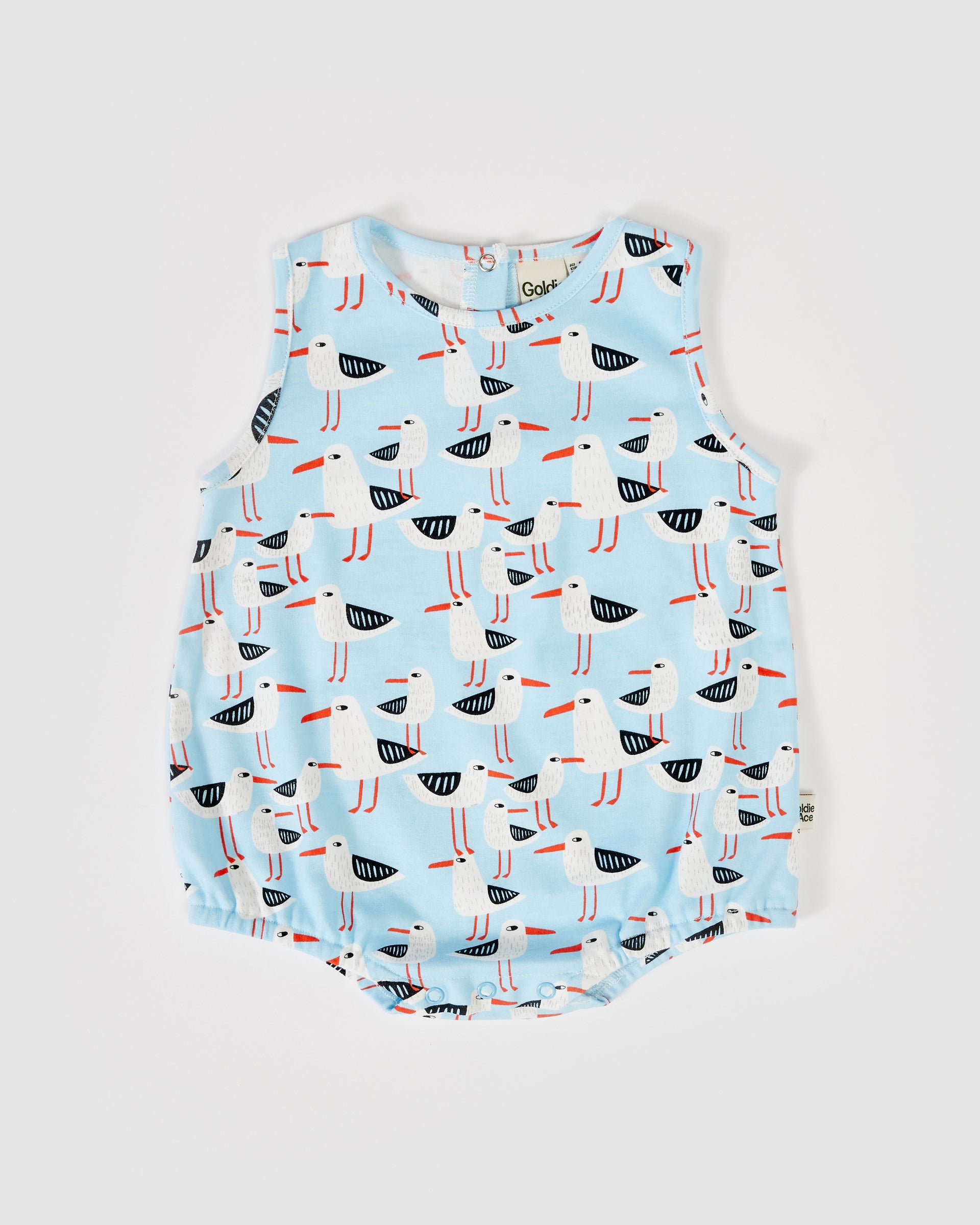Seagulls Print Bubble Romper Blue