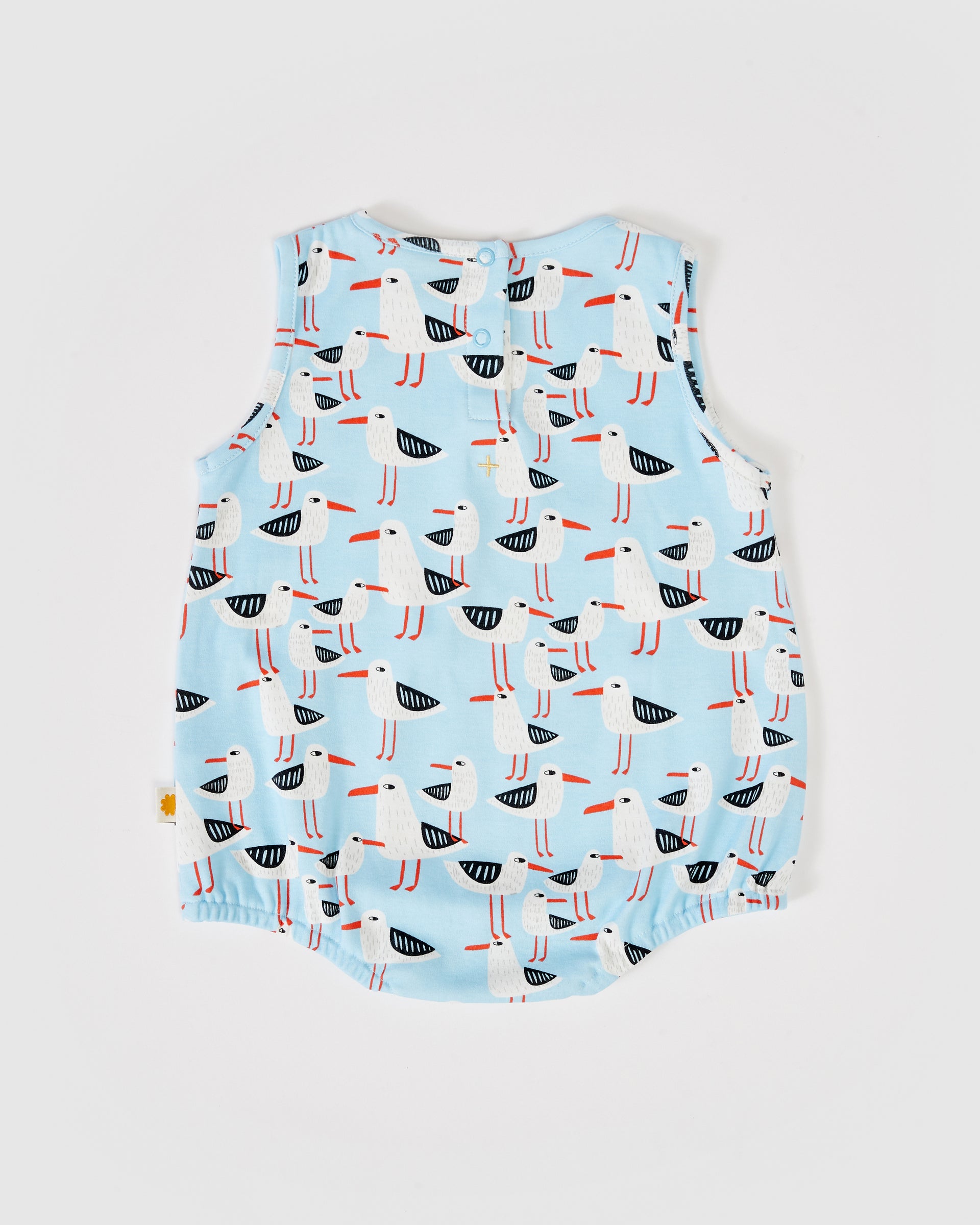 Seagulls Print Bubble Romper Blue