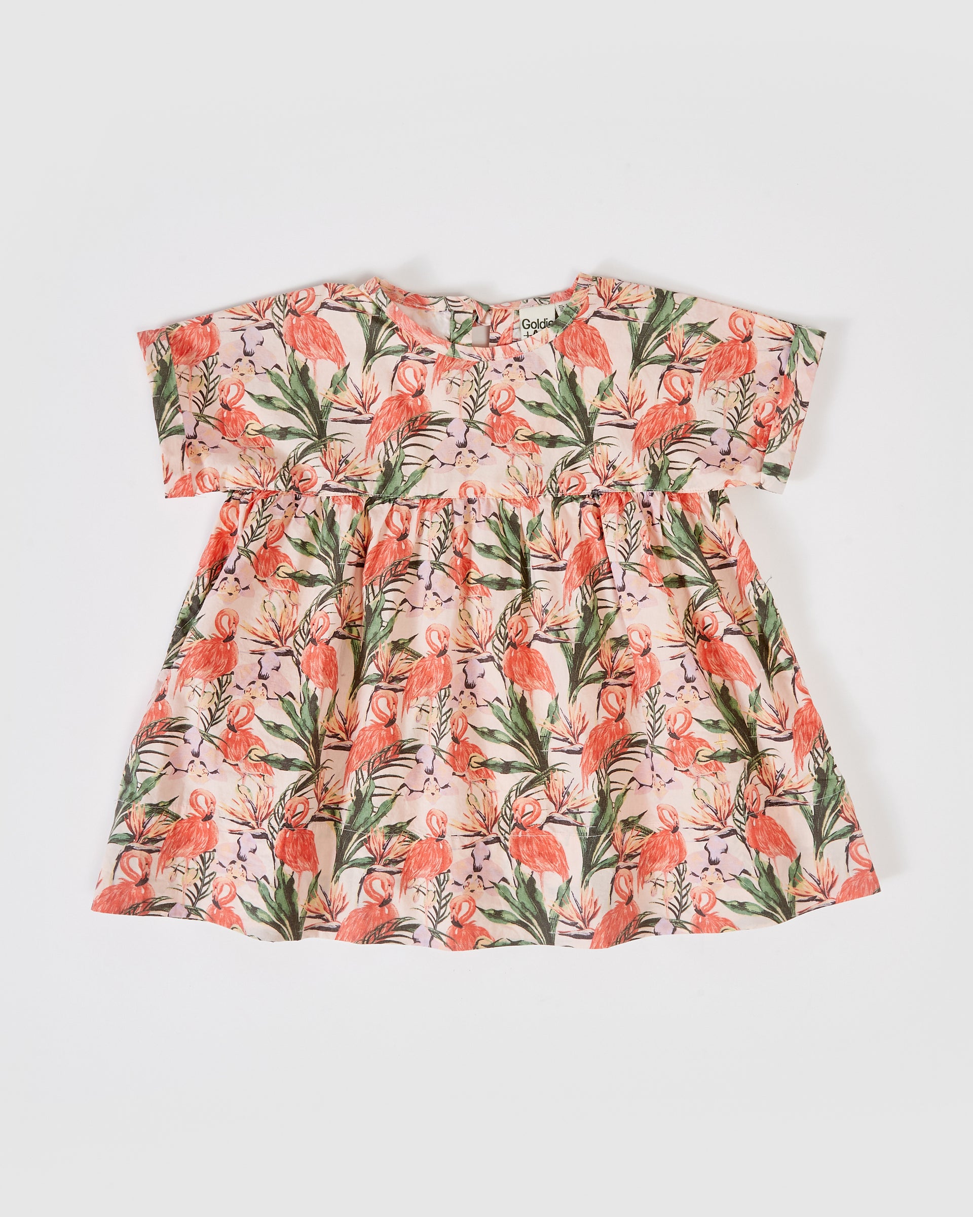 Lulu Flamingo Cotton Dress Peach