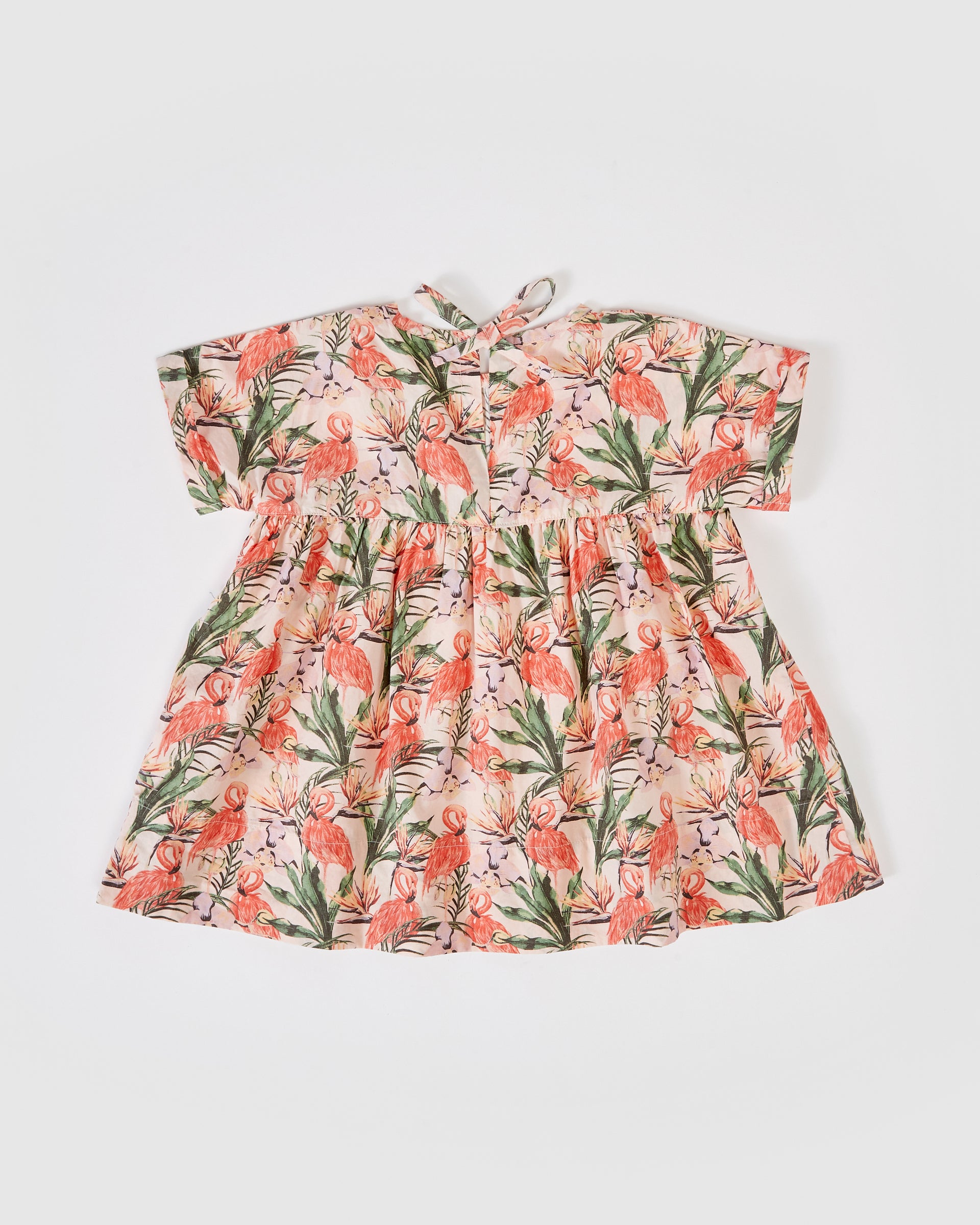 Lulu Flamingo Cotton Dress Peach