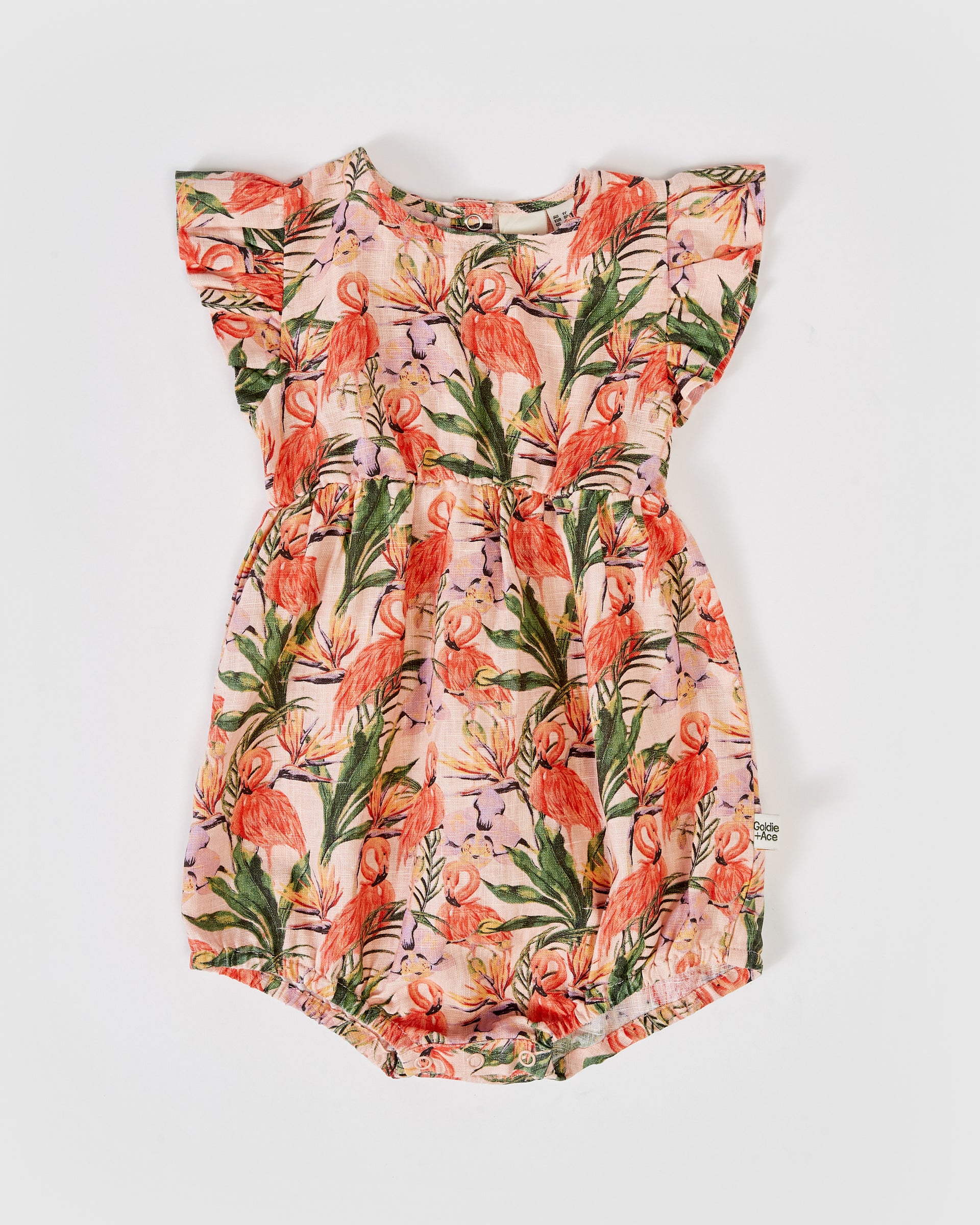 Lani Flamingo Linen Romper Peach