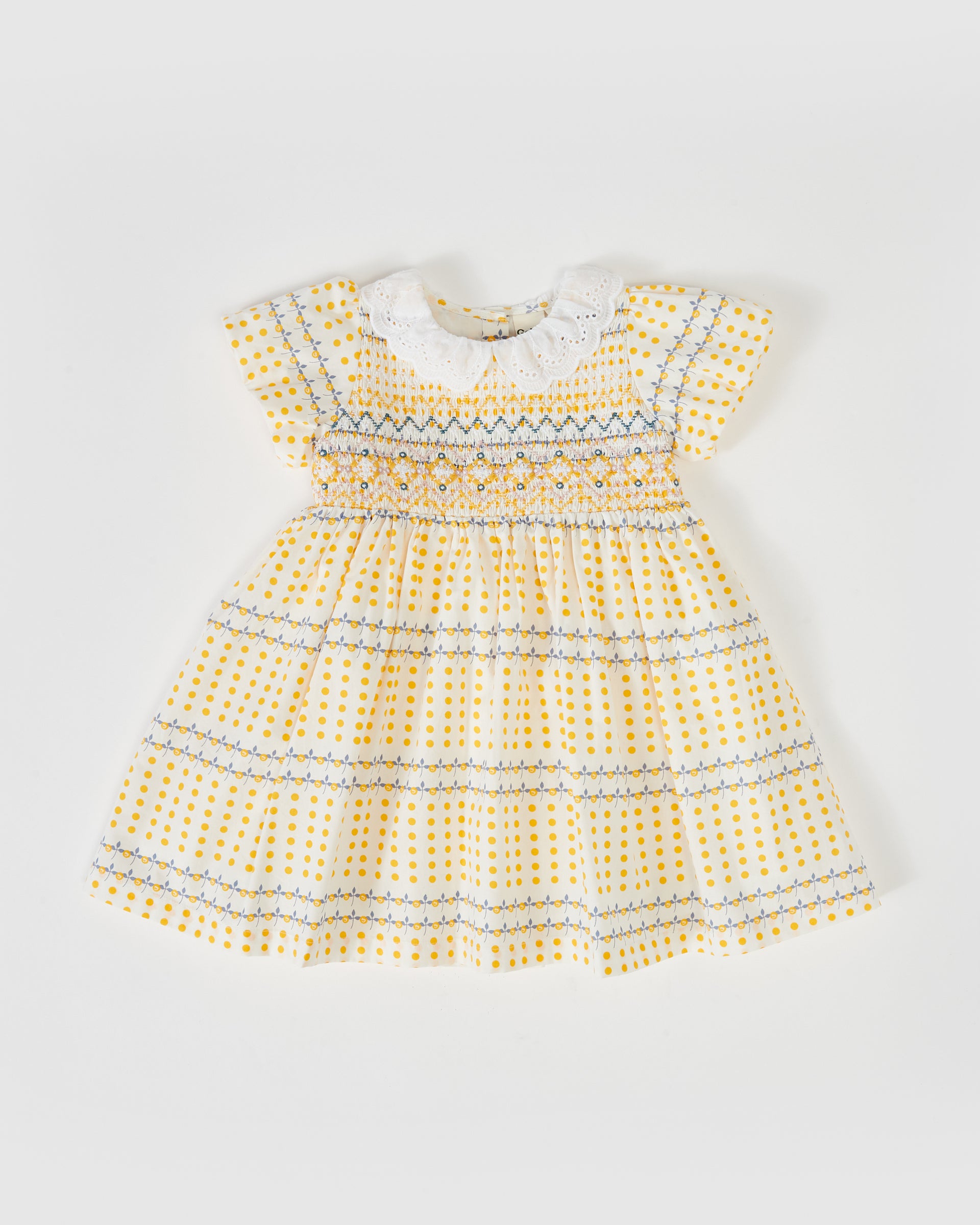 Flo Smocked Dress Spotty Yellow
