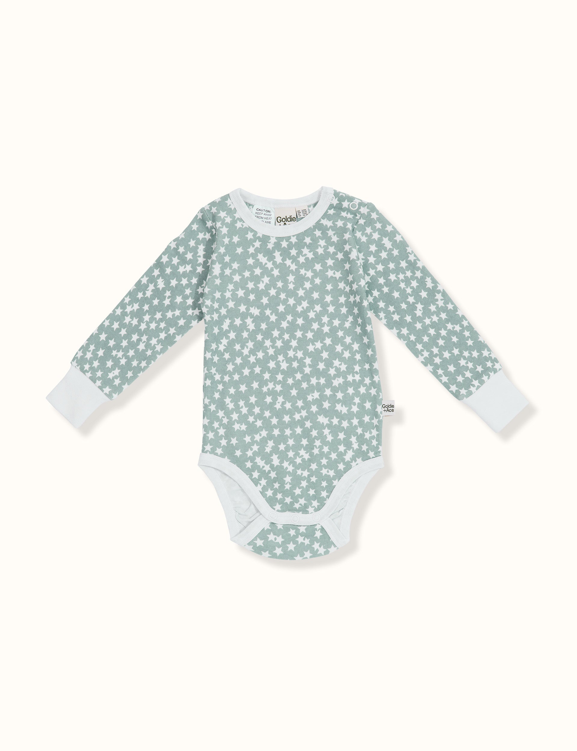 Charlie Stars Print Long Sleeve Bodysuit Sky