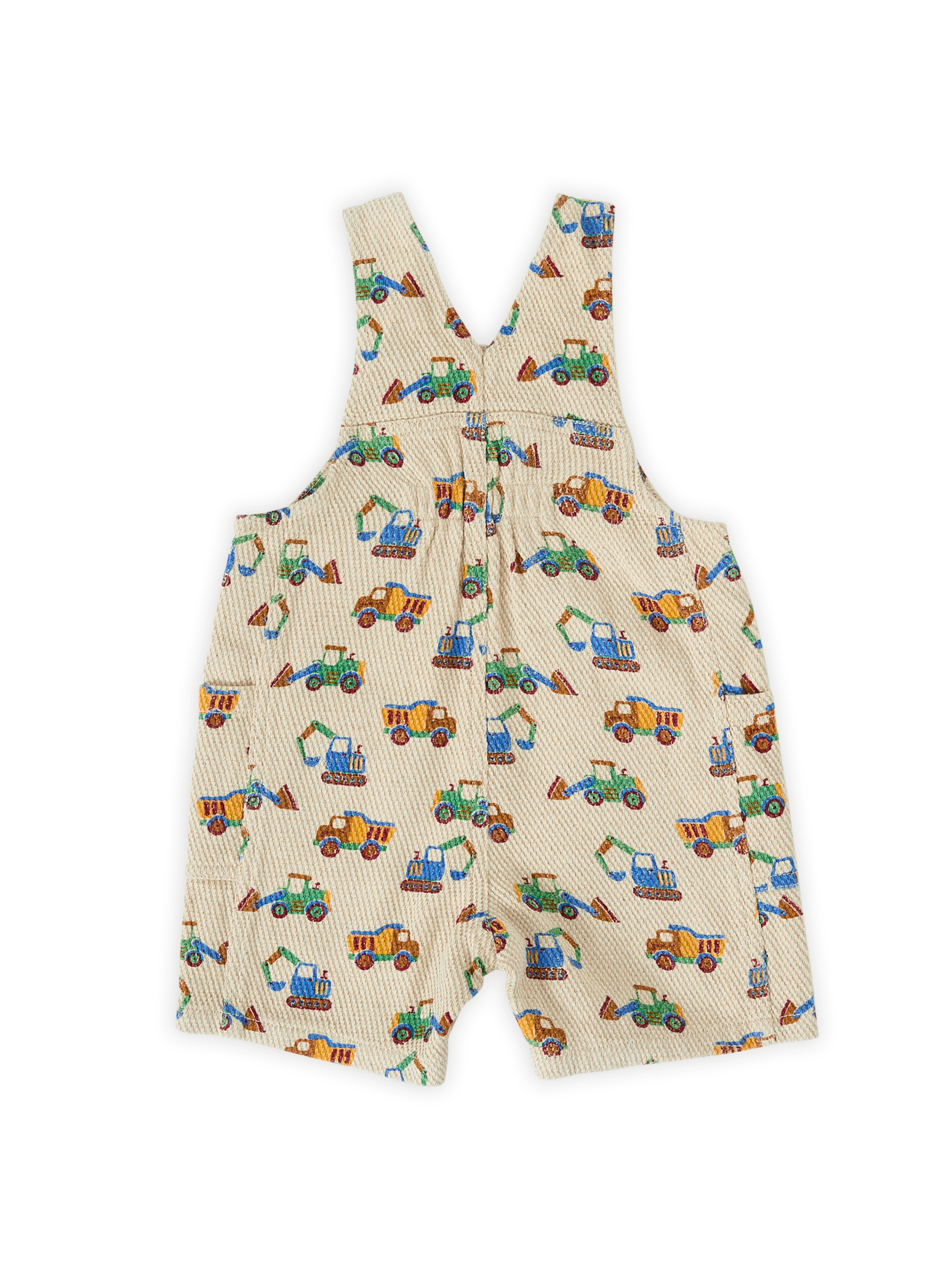 The Goldie + Ace Diggers James Pocket Overalls in Sand pictured on a transparent background. The material is durable & soft cotton-linen blend. It is a overall made for babies, toddlers and kids.