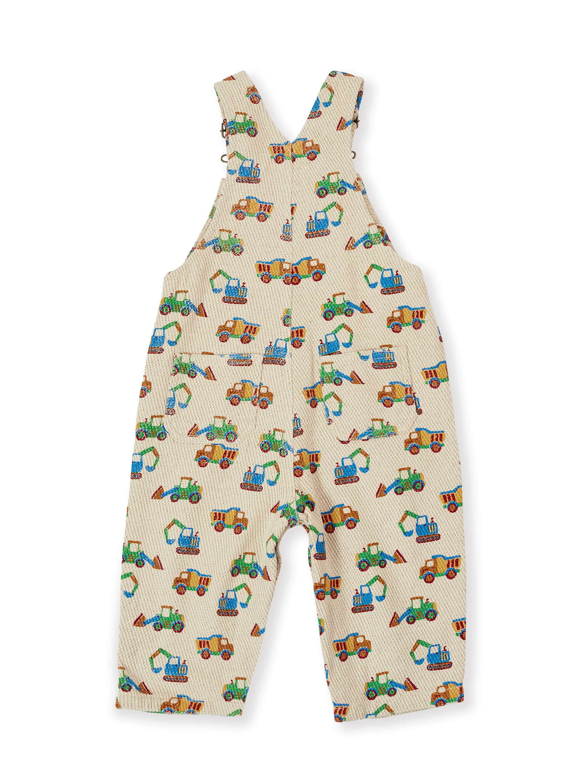 The Goldie + Ace Diggers Austin Overalls in Sand pictured on a transparent background. The material is durable & soft cotton-linen blend. It is a overall made for babies, toddlers and kids.