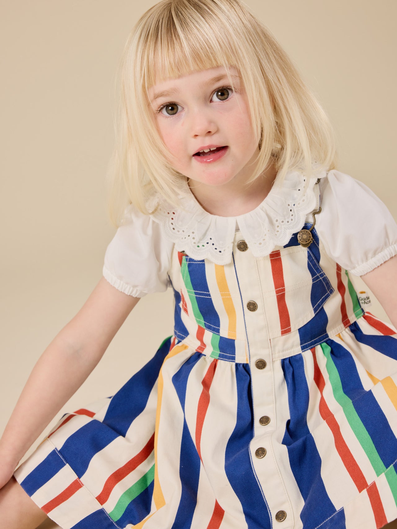 90's Bold Stripe Heidi Denim Pinafore Dress
