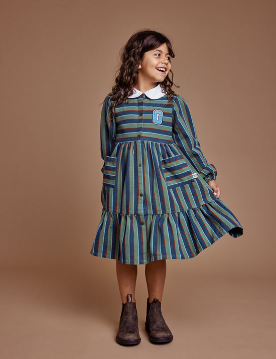 Gigi Tiered Twill Dress Heritage Stripe