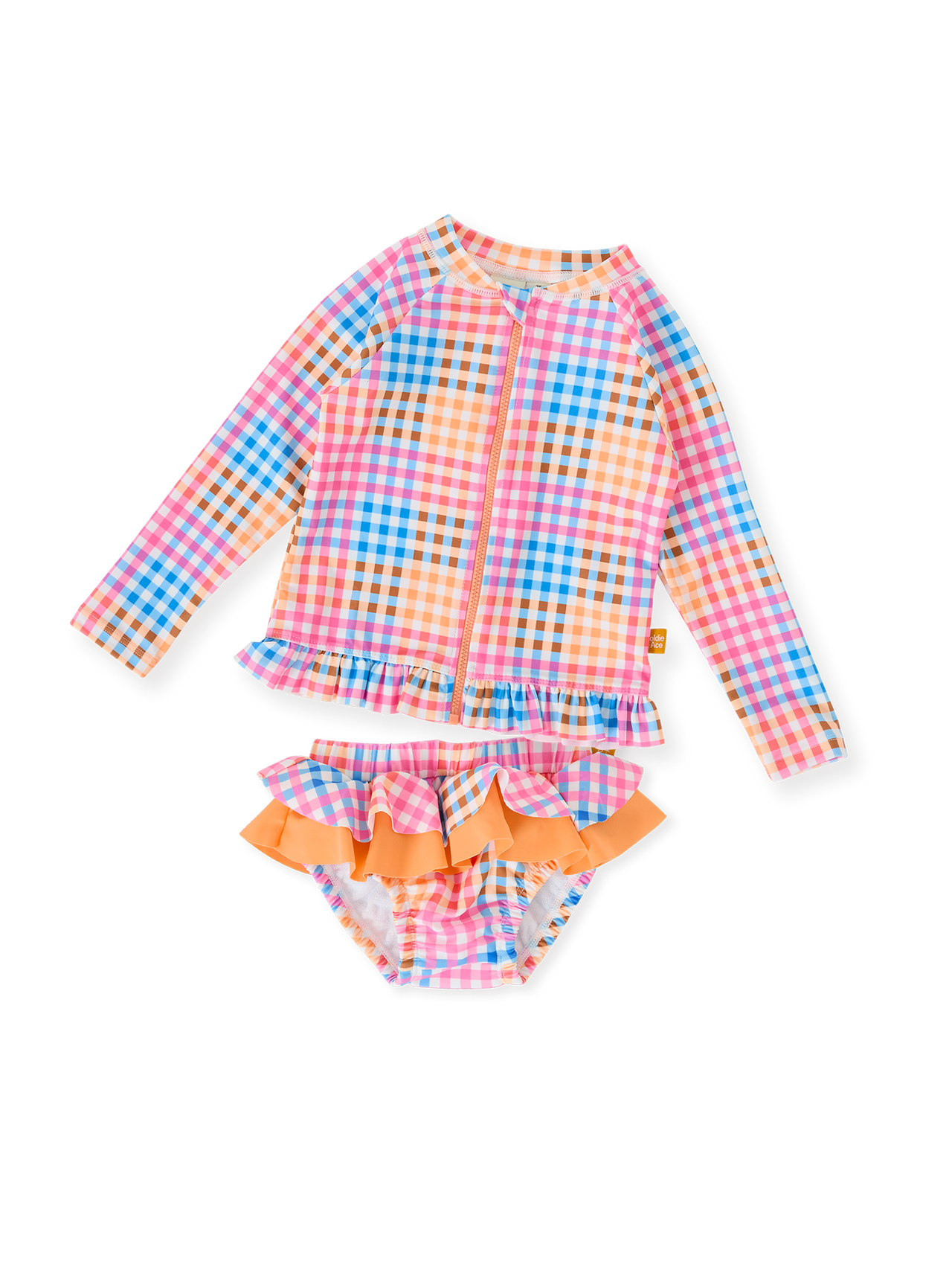 The Rainbow Gingham Zip Up Baby Swim Set