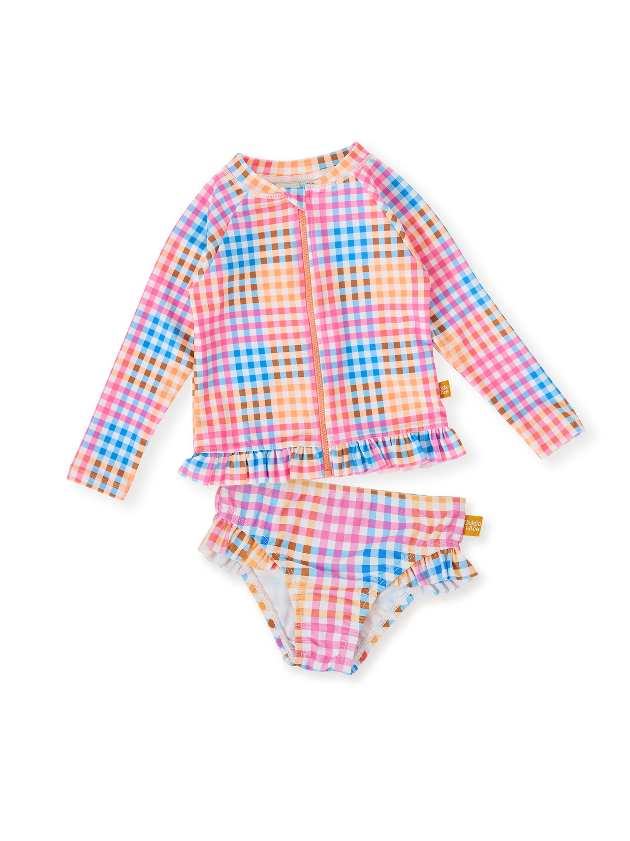 The Rainbow Gingham Zip Up Kids Swim Set