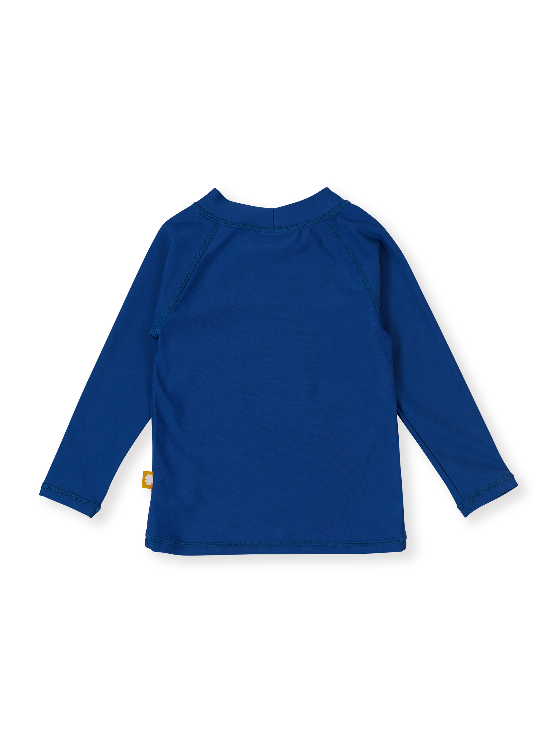 The Goldie + Ace G'Day From The Bay Rashguard in Navy pictured on a transparent background. The material is . It is a swimwear made for babies, toddlers and kids.