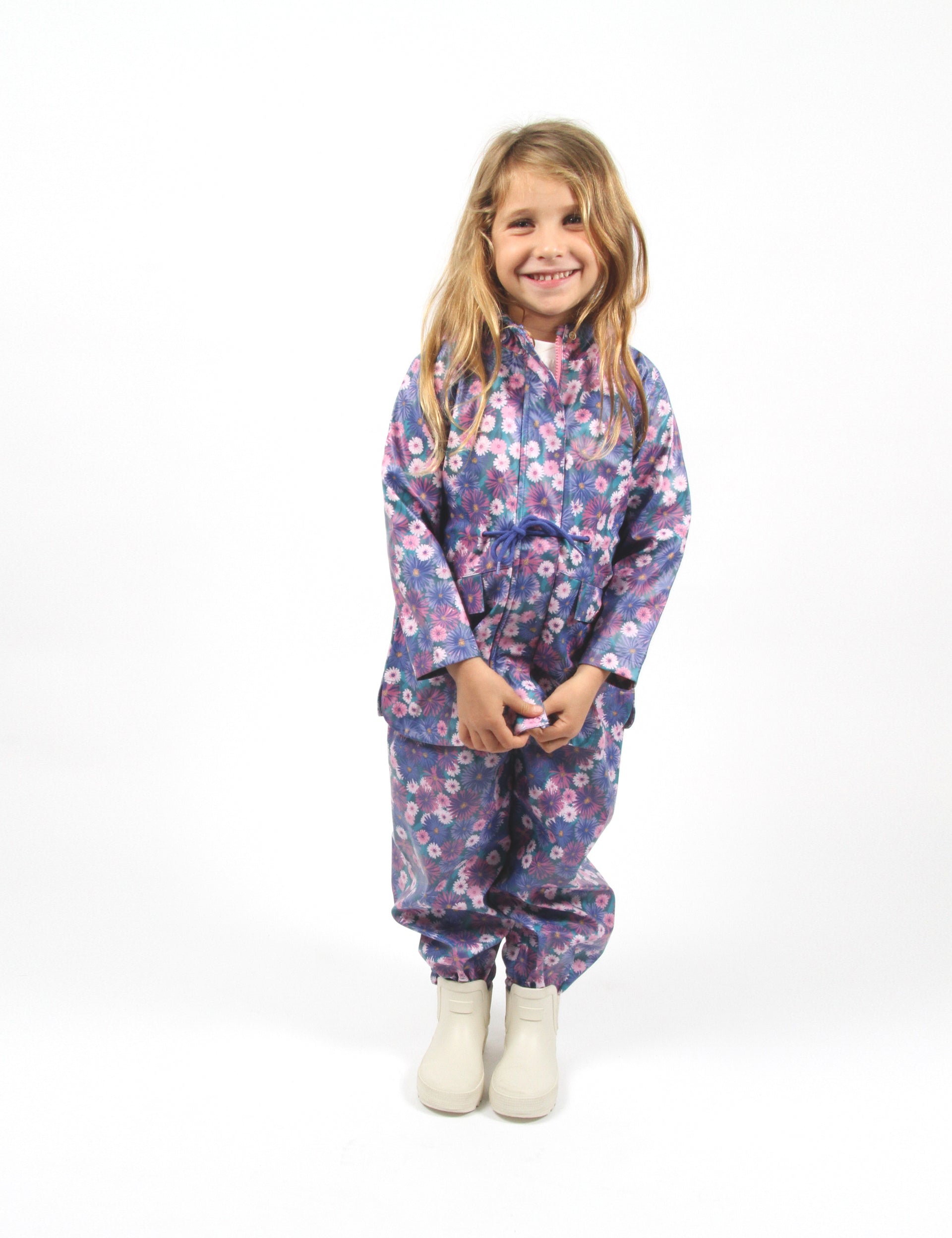 Garden Coral Print Raincoat Violet