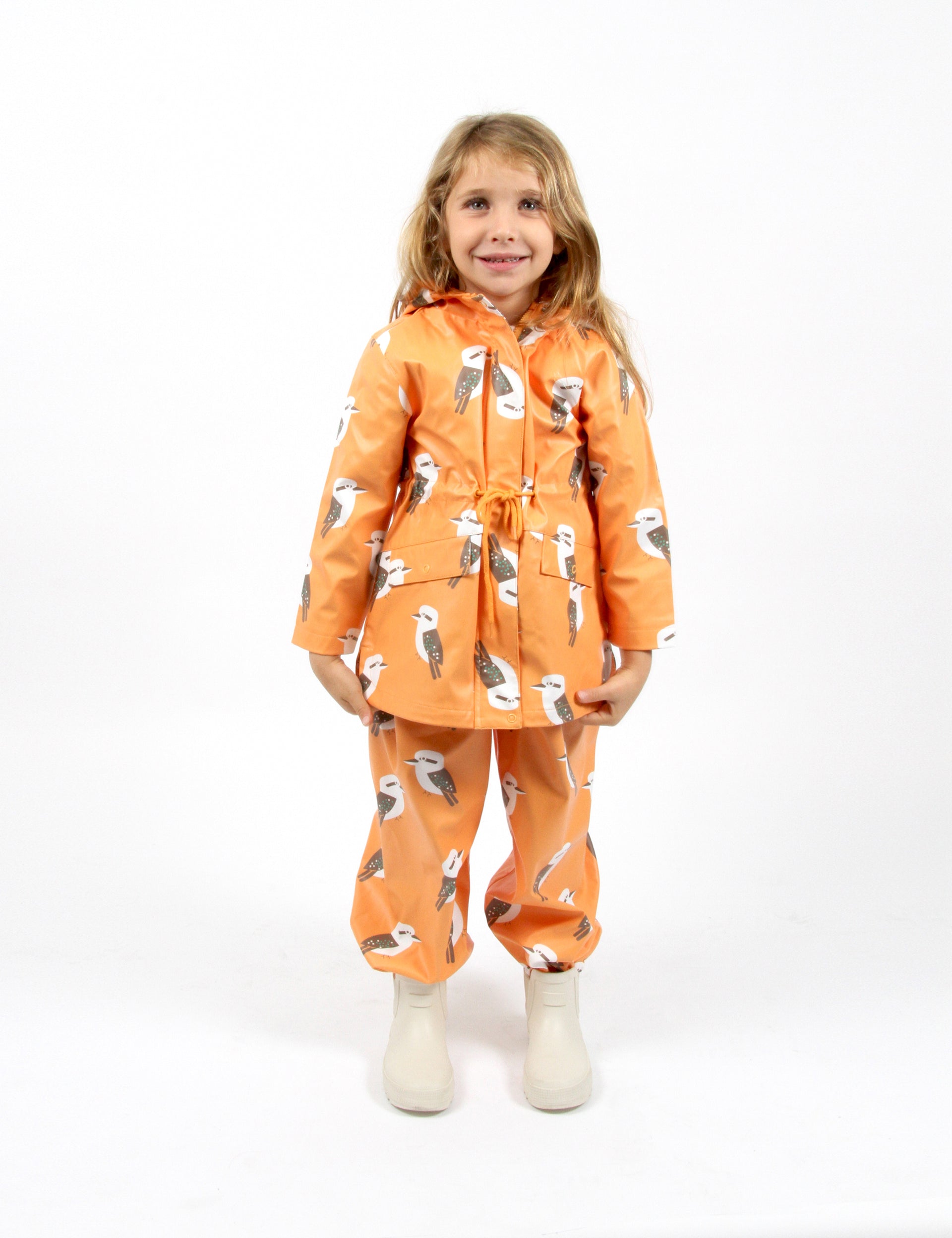 Kyle Kookaburra Print Raincoat Mustard