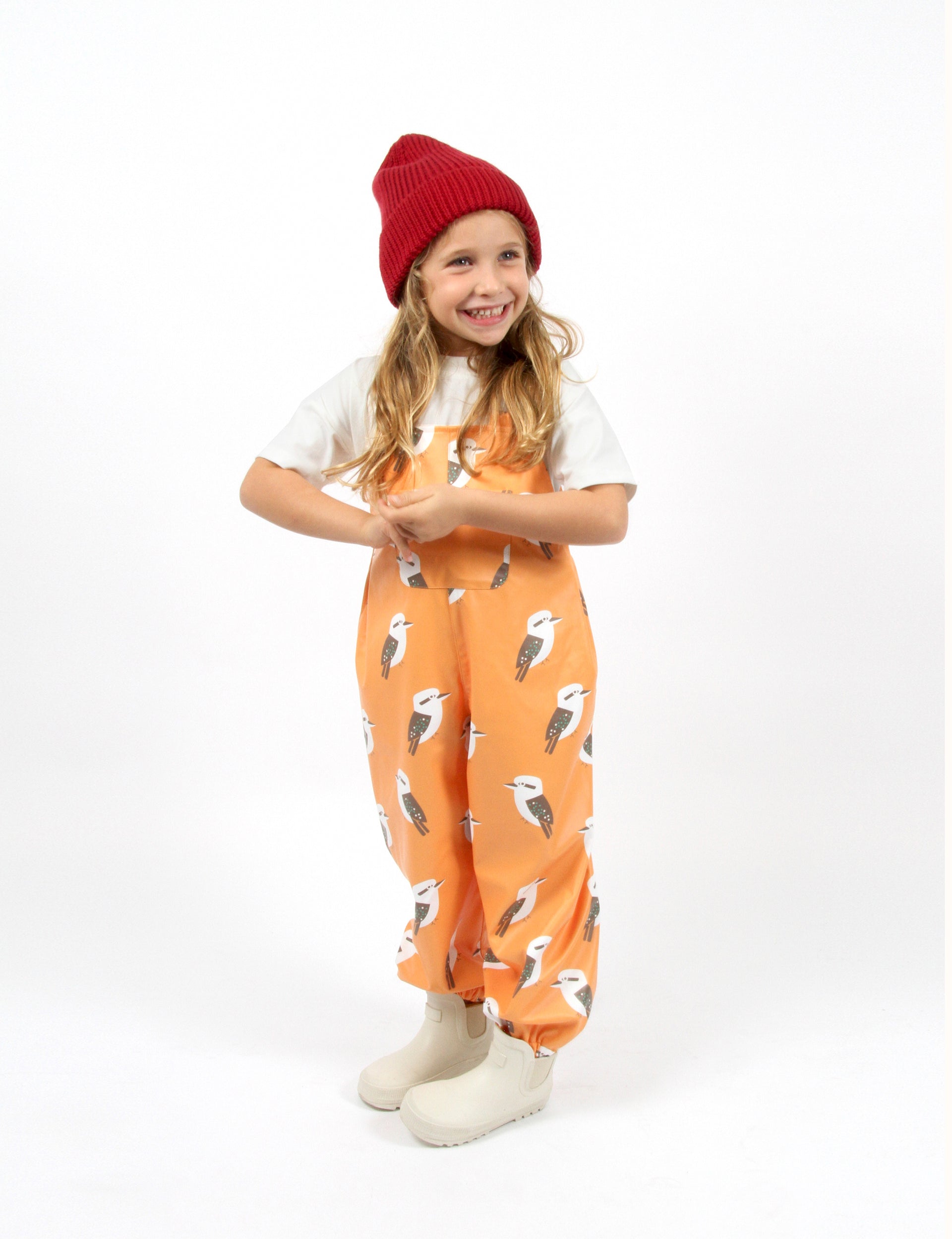 Kyle Kookaburra Print Rainsuit Mustard
