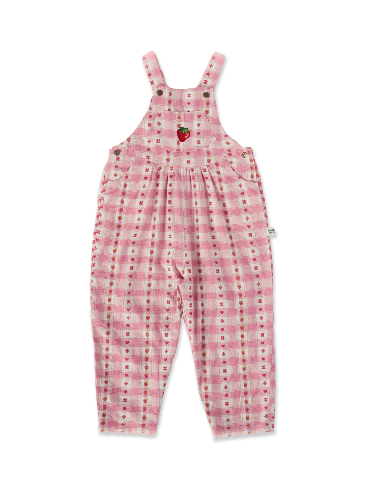 Goldie Vintage Overalls Very Berry Gingham Pink