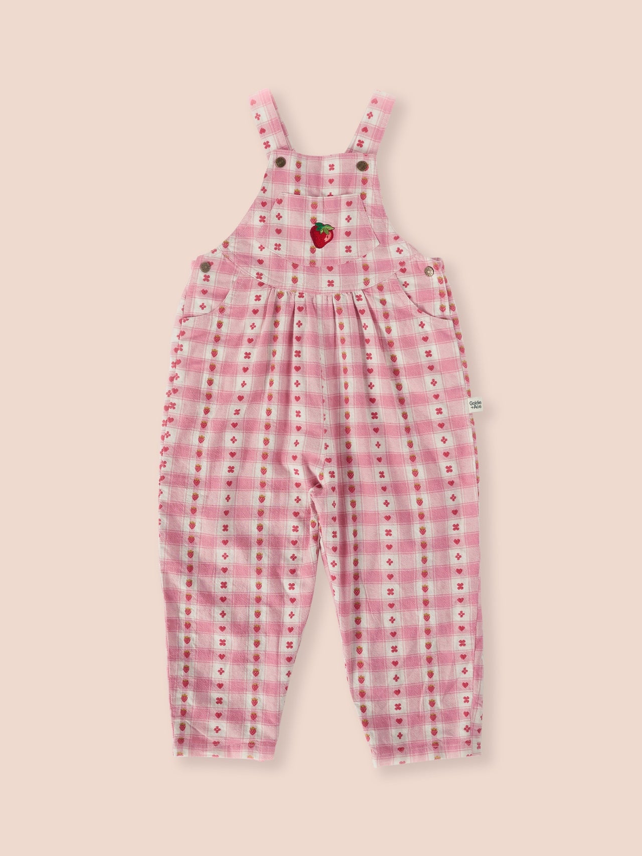 Goldie Vintage Overalls Very Berry Gingham Pink