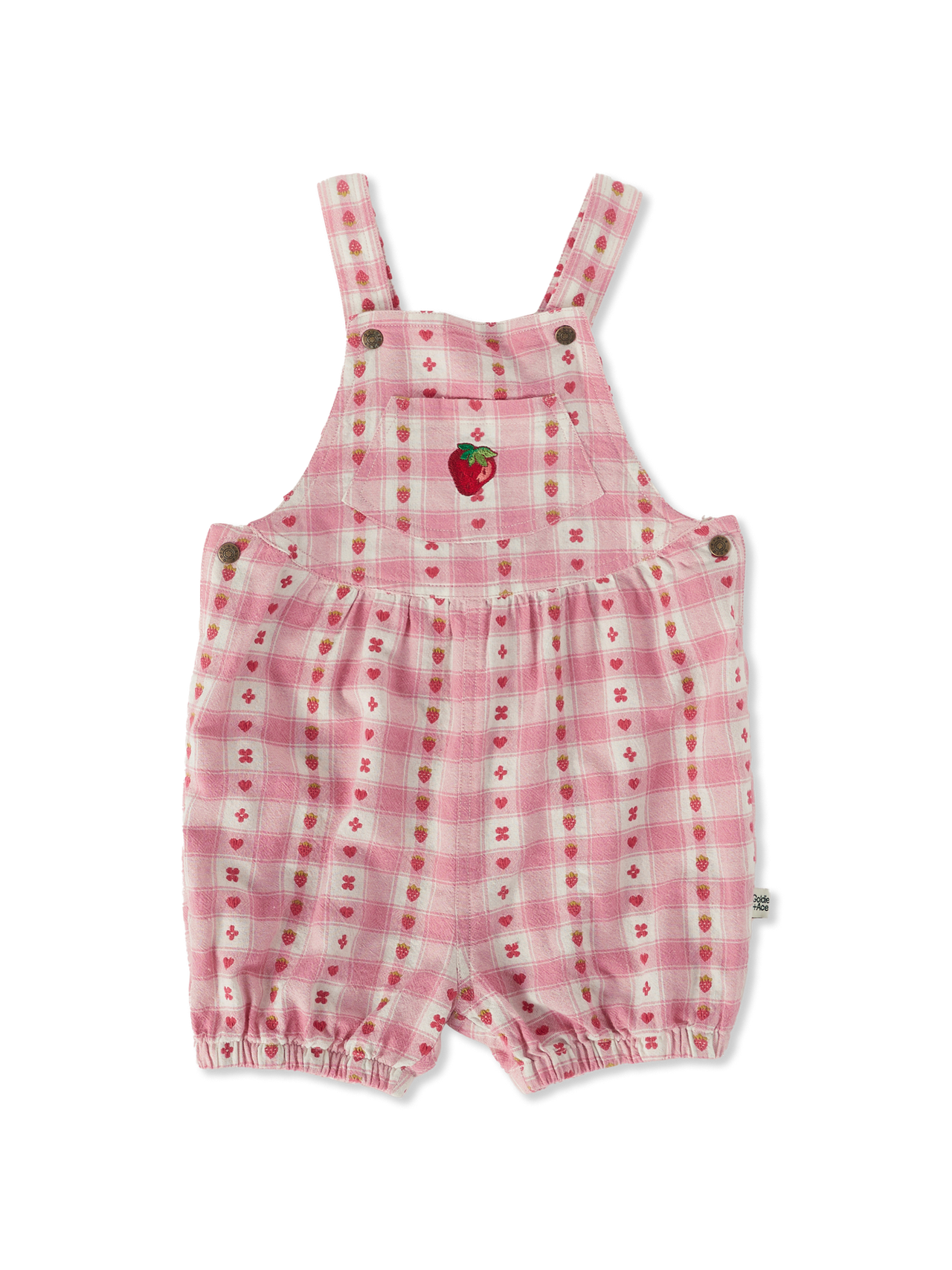Very Berry Gingham Bubble Shortalls Pink