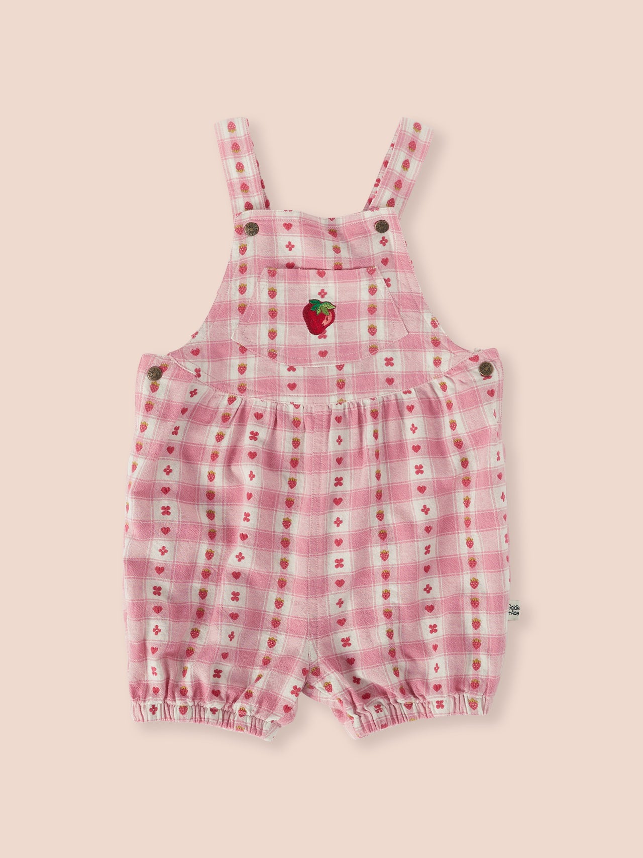 Very Berry Gingham Bubble Shortalls Pink