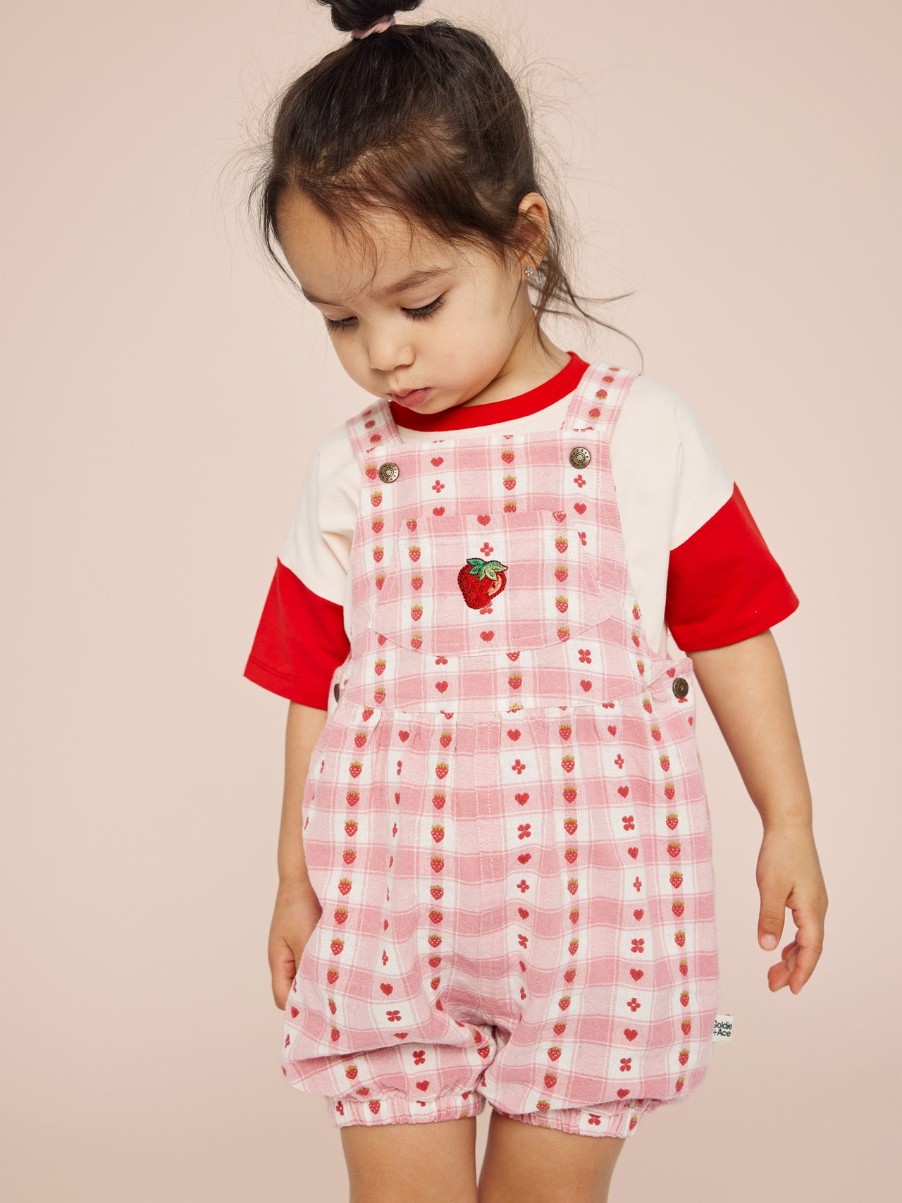 Very Berry Gingham Bubble Shortalls Pink