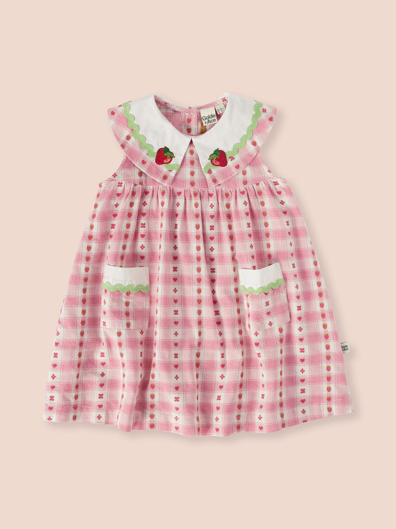 Lucy Collared Very Berry Gingham Dress Pink