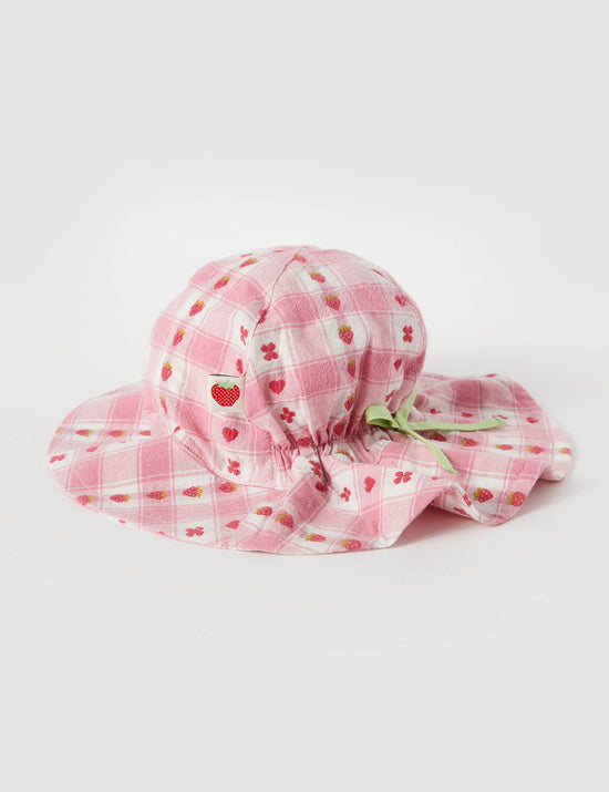 Very Berry Gingham Sun Hat Pink