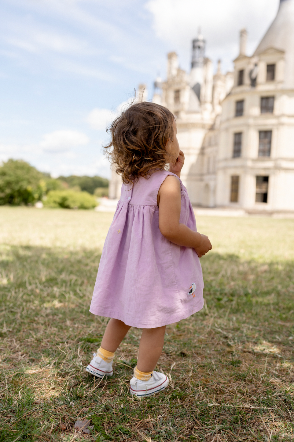 Seagull Corduroy Baby Dress Lavender