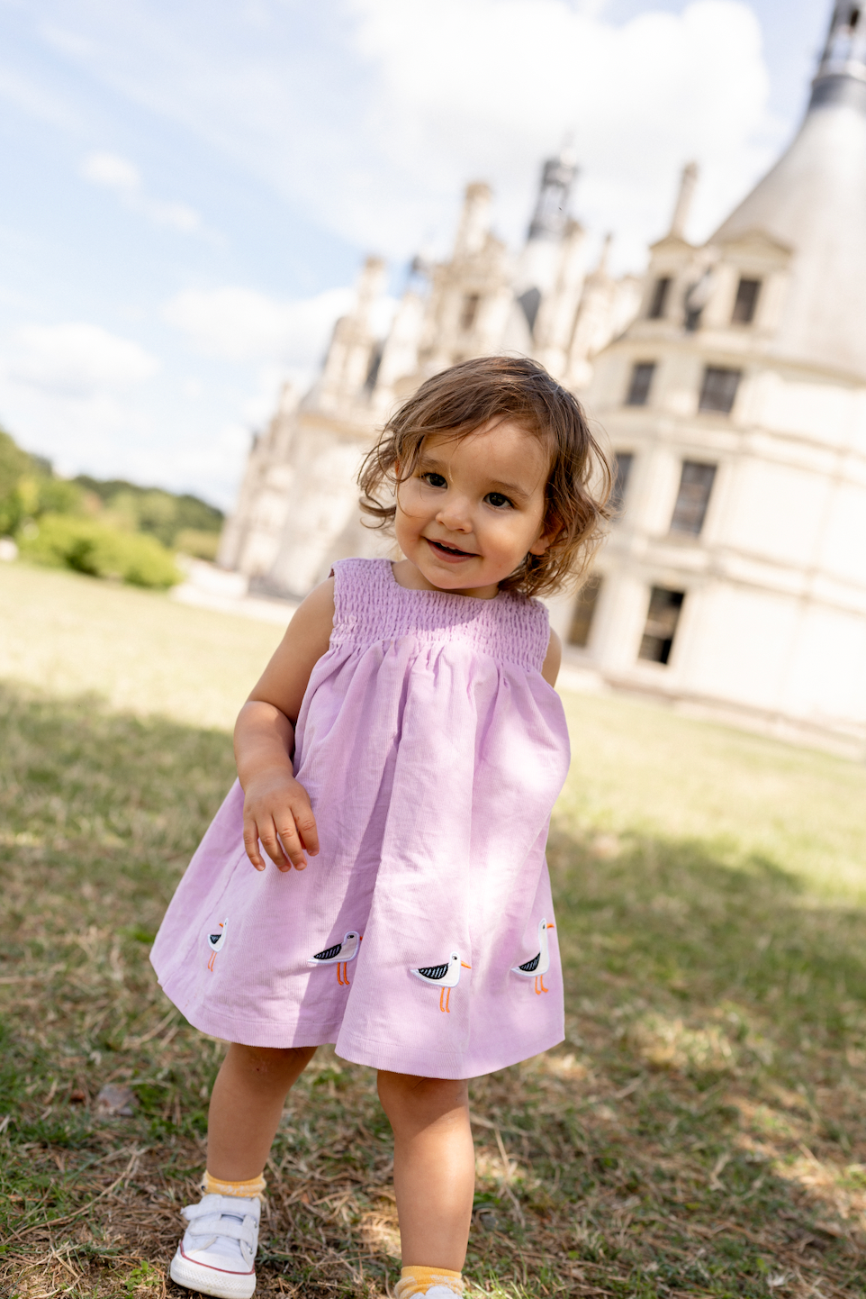 Seagull Corduroy Baby Dress Lavender