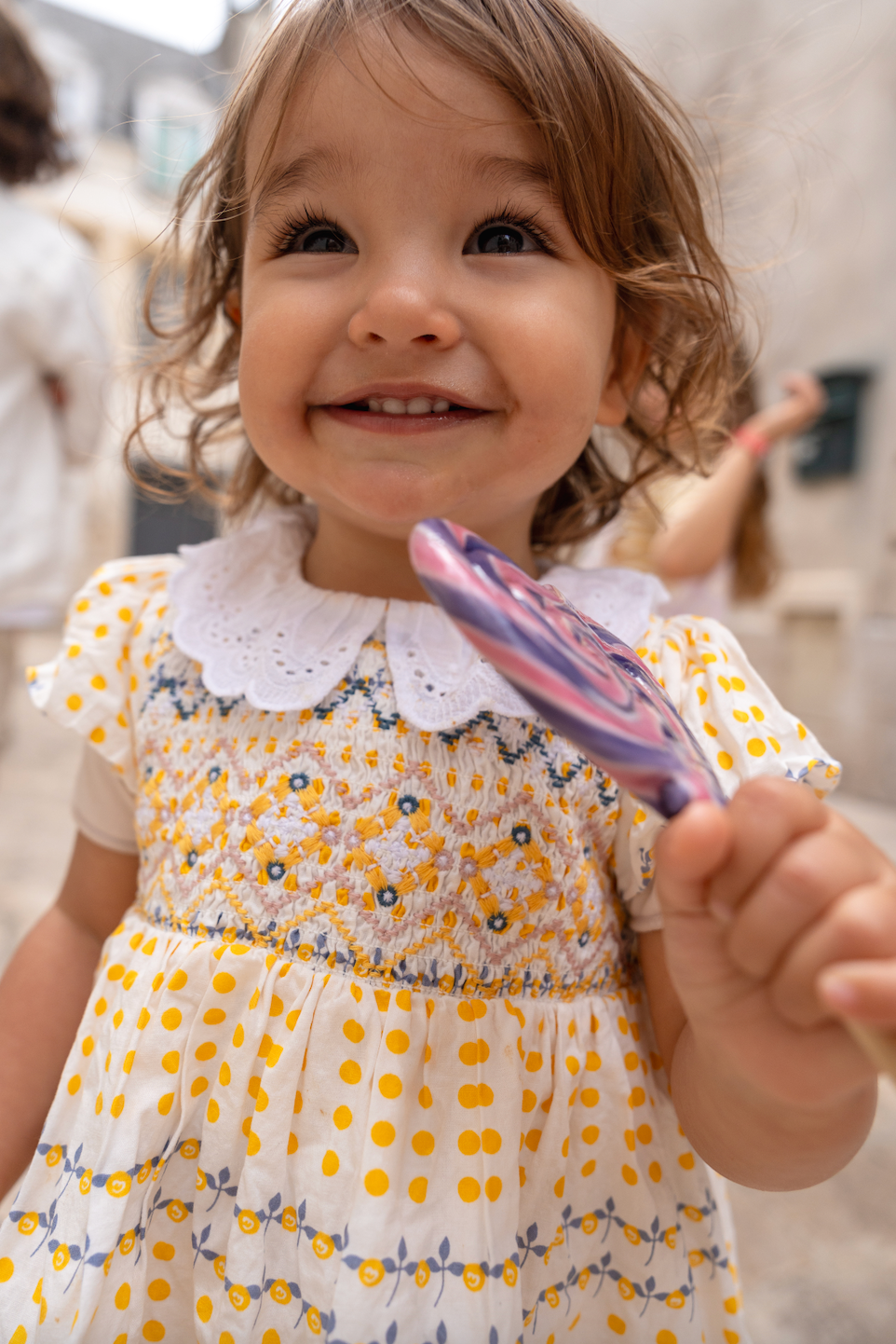 Flo Smocked Dress Spotty Yellow