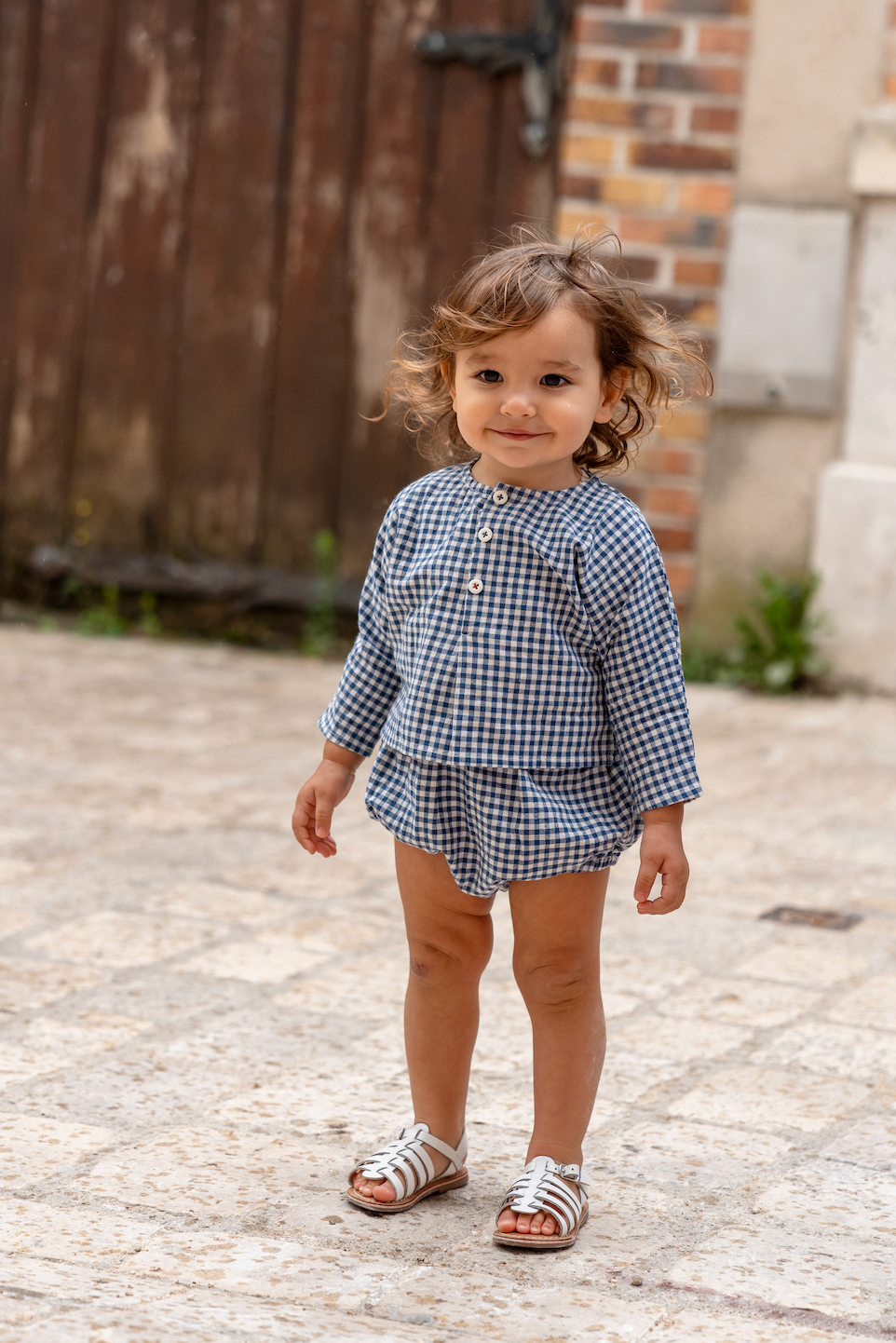 Kya Lightweight Bloomers Blue Check Gingham