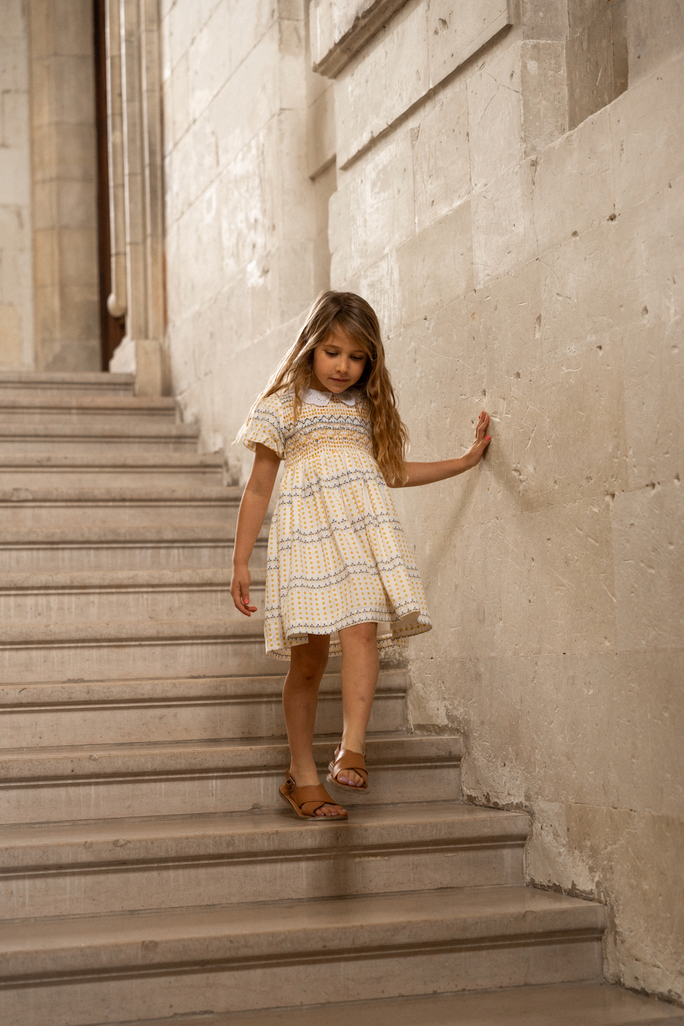 Flo Smocked Dress Spotty Yellow