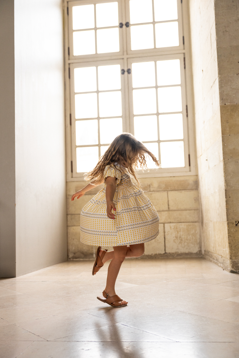 Flo Smocked Dress Spotty Yellow