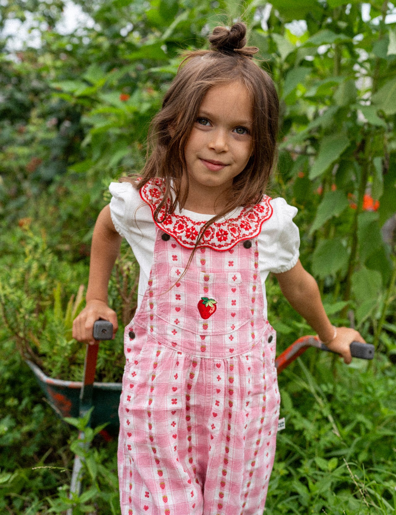 Goldie Vintage Overalls Very Berry Gingham Pink