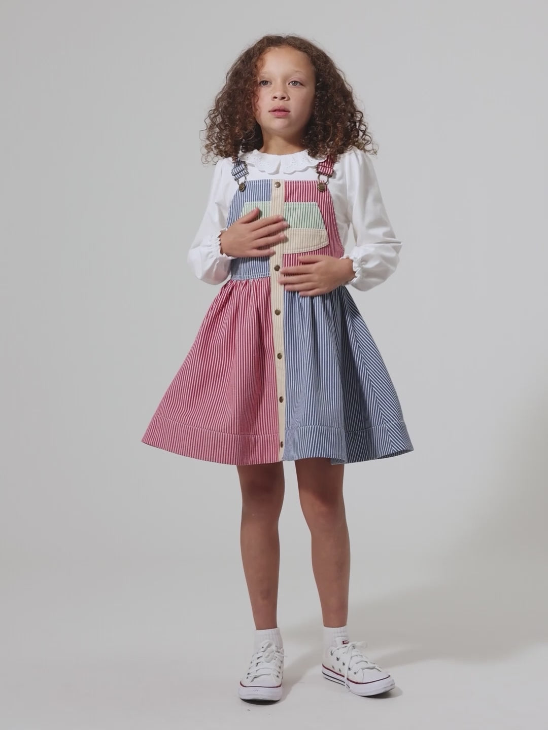 Patchwork Stripe Heidi Pinafore Dress | Kids Dresses – Goldie + Ace
